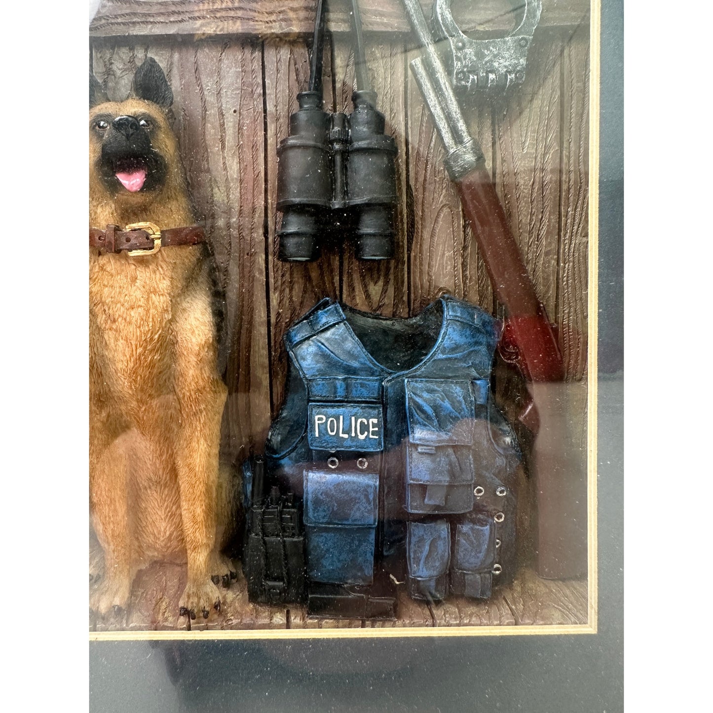 Vintage Vanmark "Blue Hats of Bravery" Police K9 Shadow Box Picture Frame