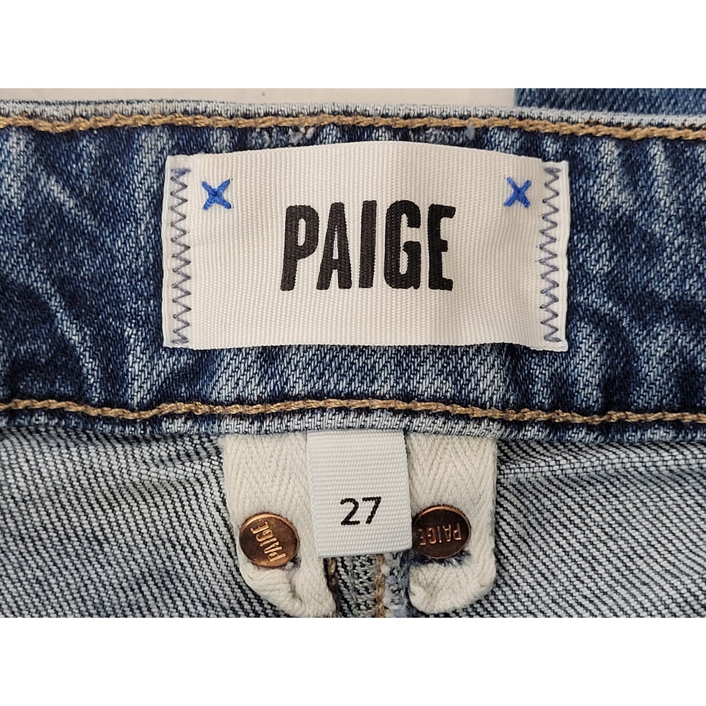 Paige Anessa High Rise Wide Leg Crop Raw Hem Denim Medium Wash Women's Sz 27