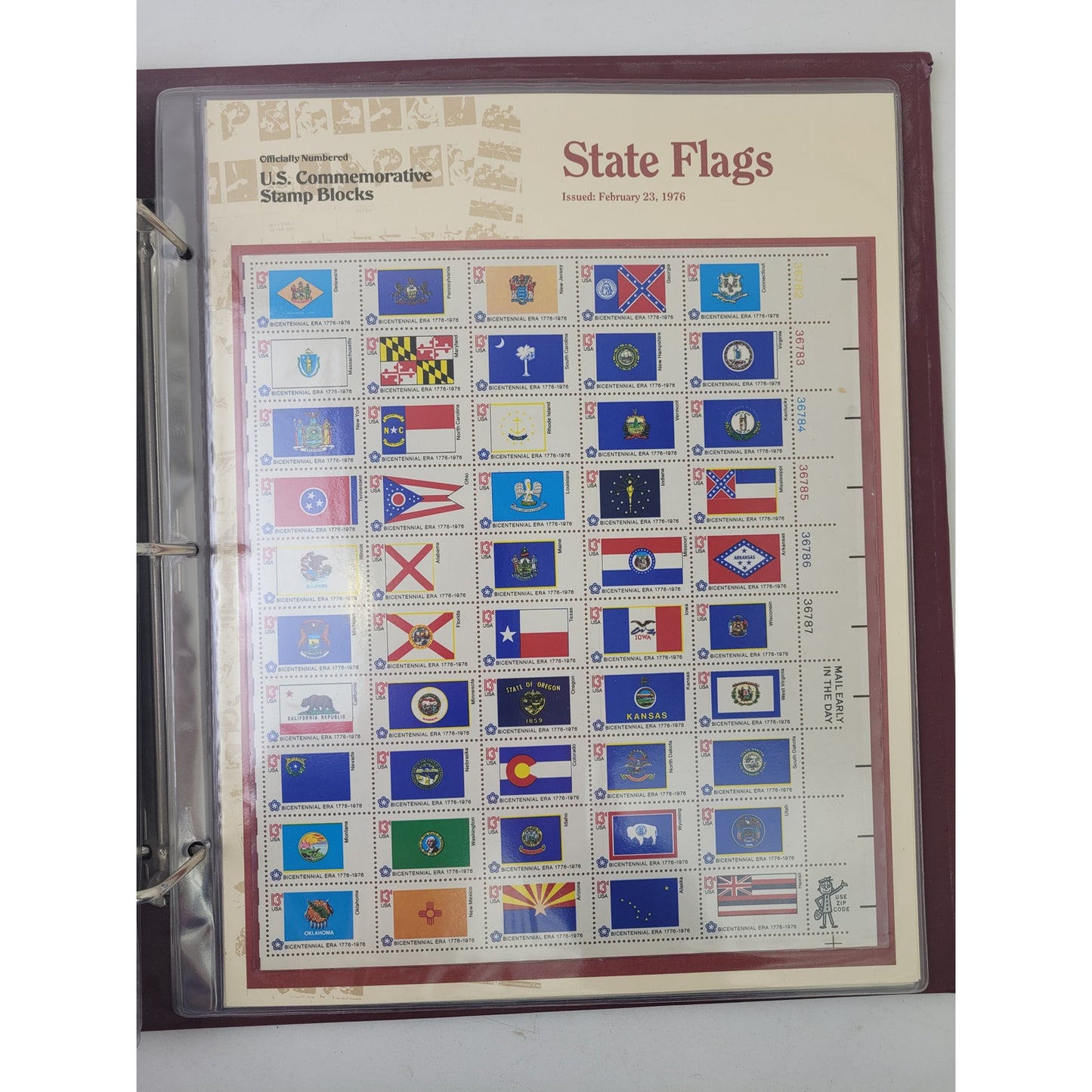 Vintage 1964-1987 Officially-Numbered U.S. Commemorative Stamp Blocks Album