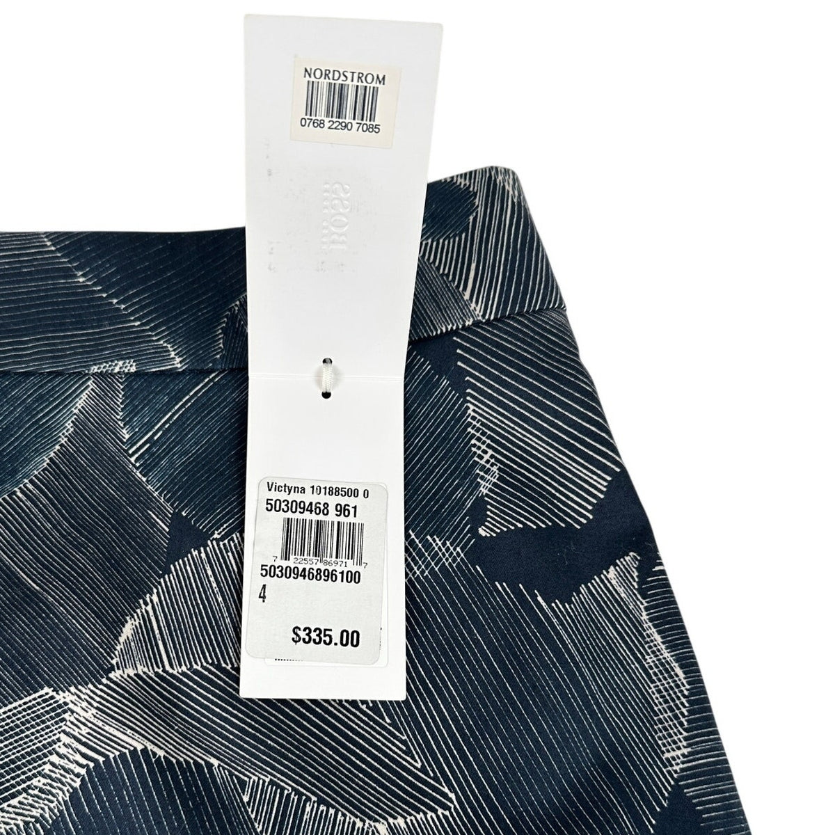 Hugo Boss Victyna Navy Blue Linear Floral Sketch A-Line Skirt Women's Sz 4 NWT