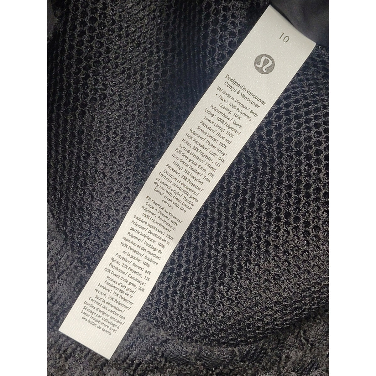 Lululemon Black Sleet Street Jacket Goose Down Puffer Women's Sz 10