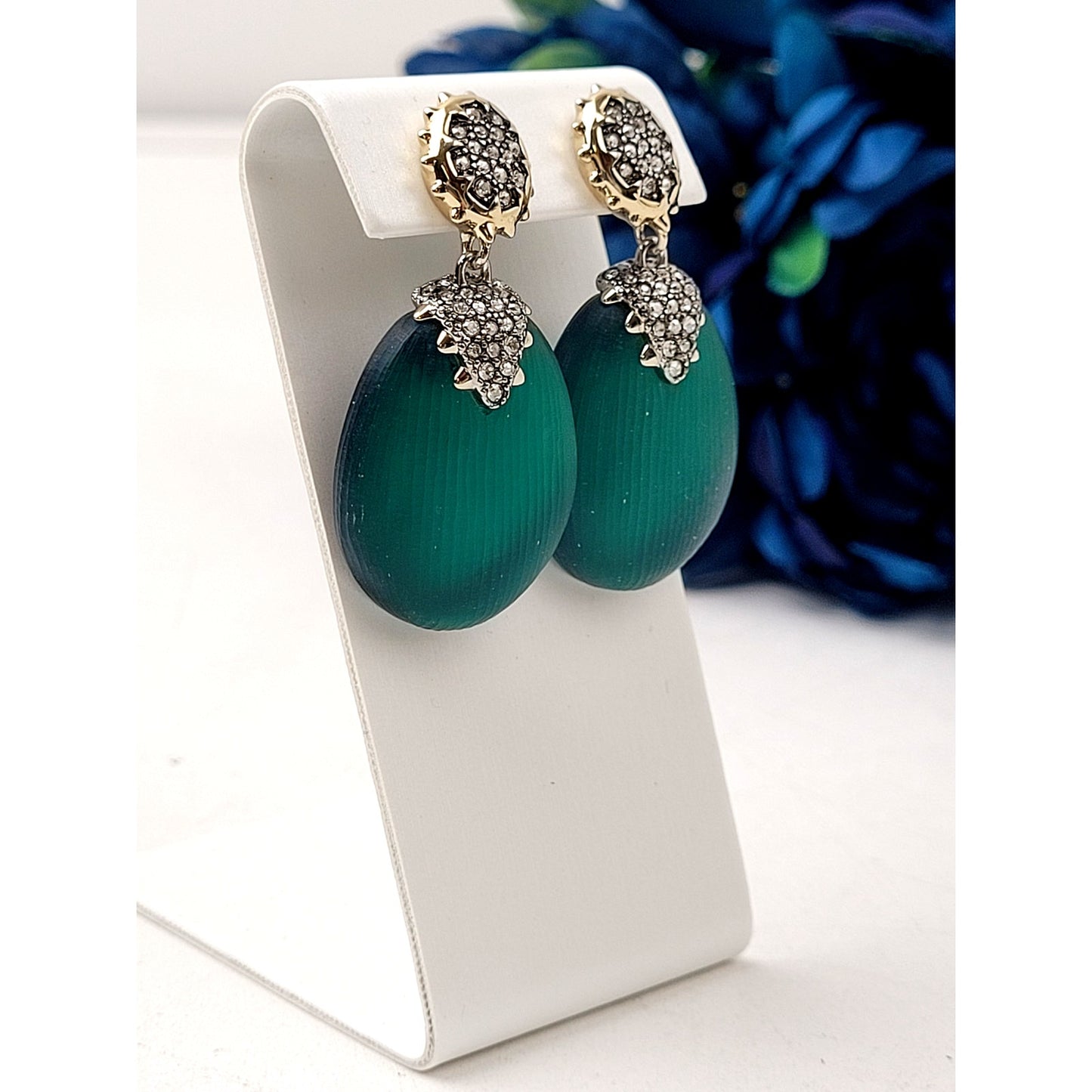 Alexis Bittar Lucite and Crystal Dangle Earrings 1 7/8" Drop Retail $235
