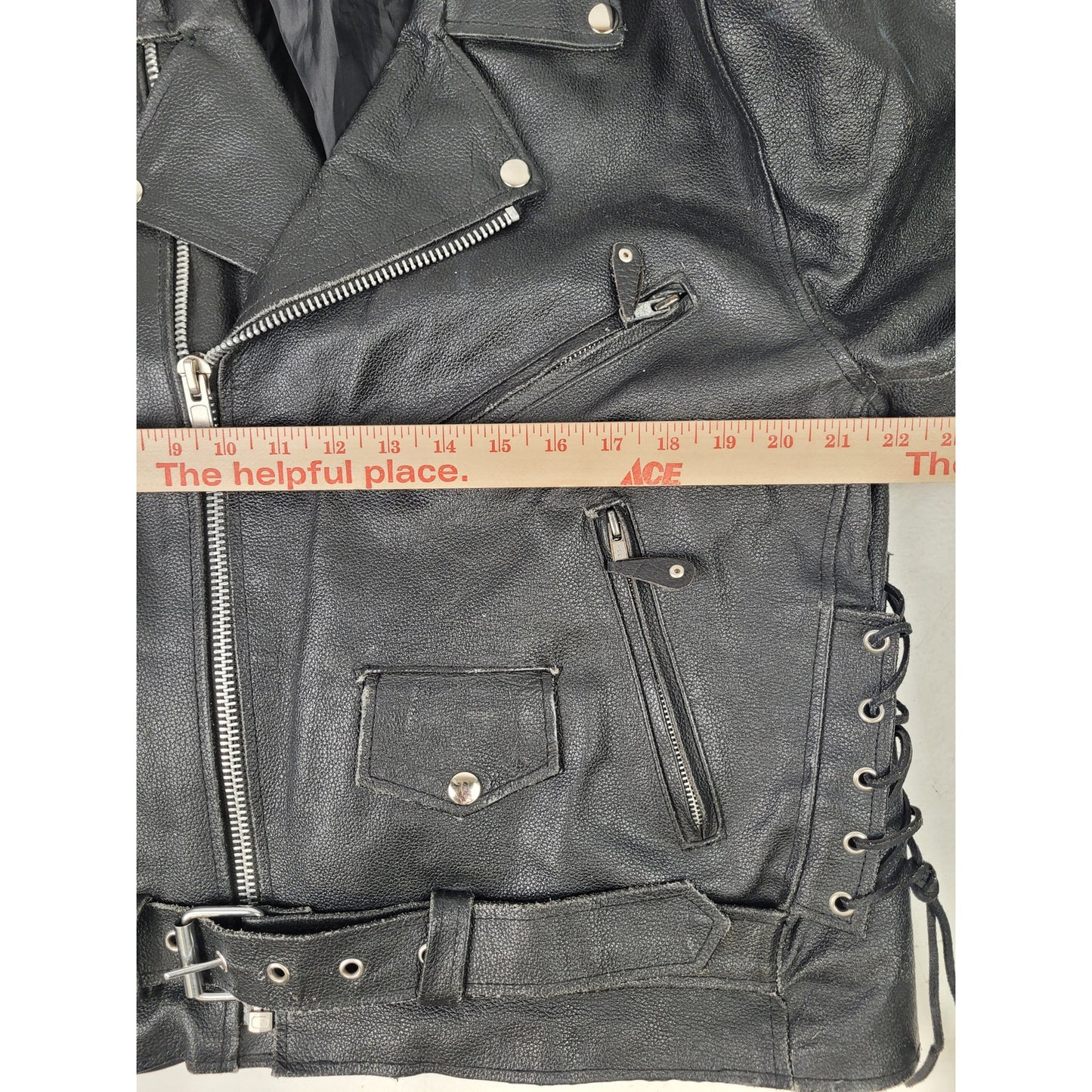 Quality Classic Belted Leather Motorcycle Jacket Biker Punk Style Men's Sz L