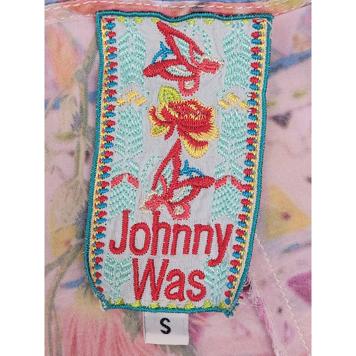 Johnny Was Elly Flair Aztec Geometric Floral Print Rayon Tunic Top Women's Sz S