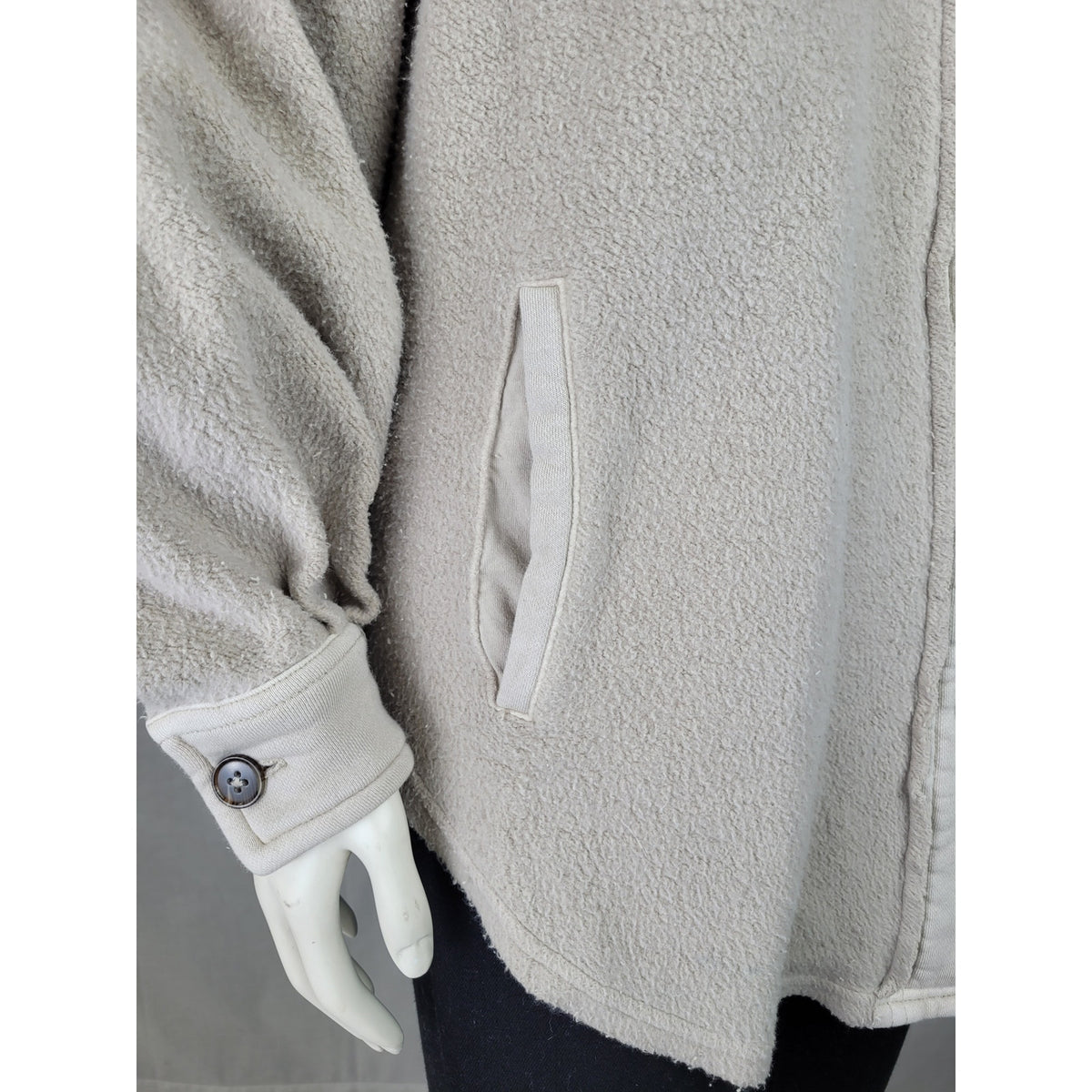 Free People Ruby Jacket Oversized Fleece Button-Down Shacket in Stone Sz XS NWT