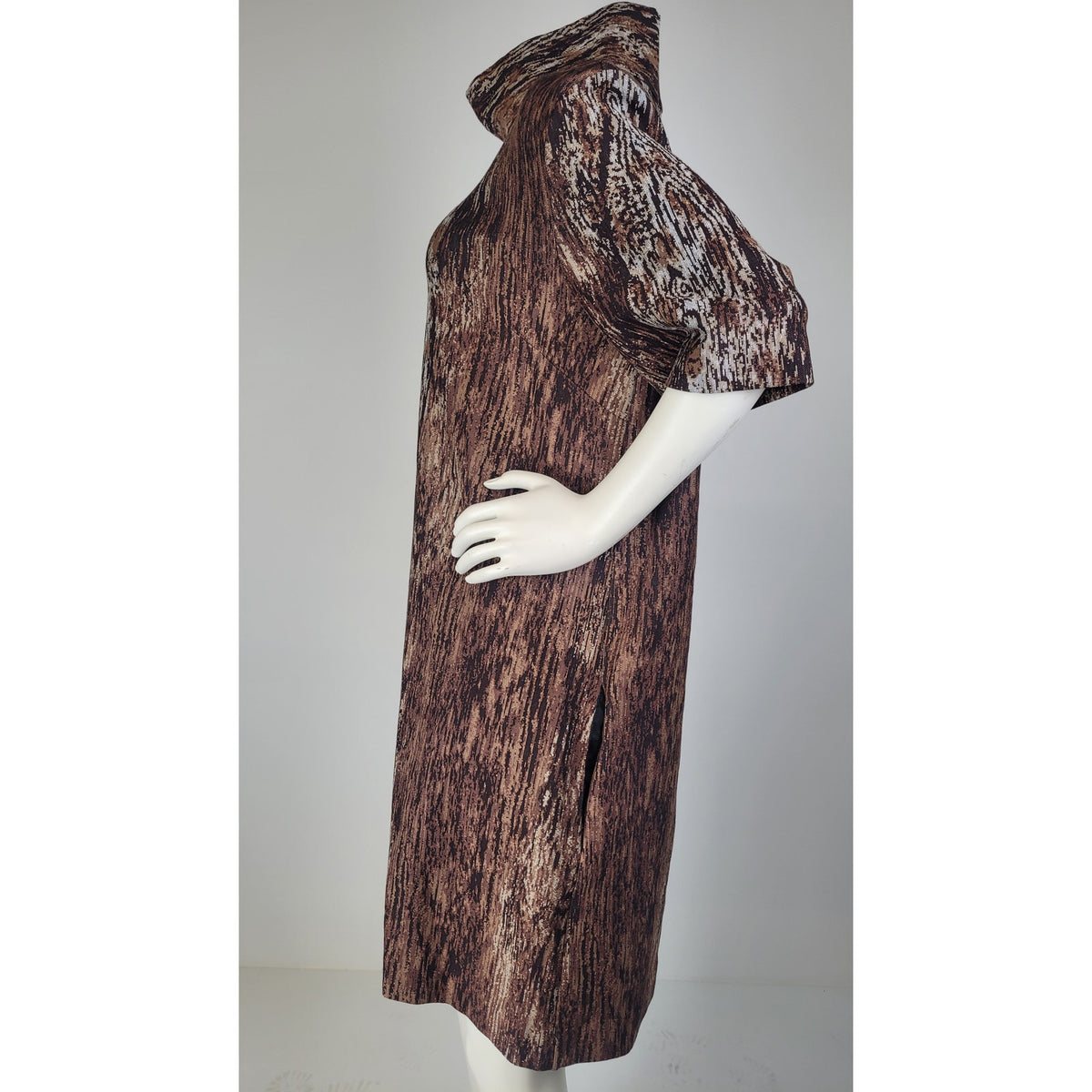 Rosetta Getty Woodgrain Turtleneck Shift Dress Brown Sz L NWT MSRP: $890