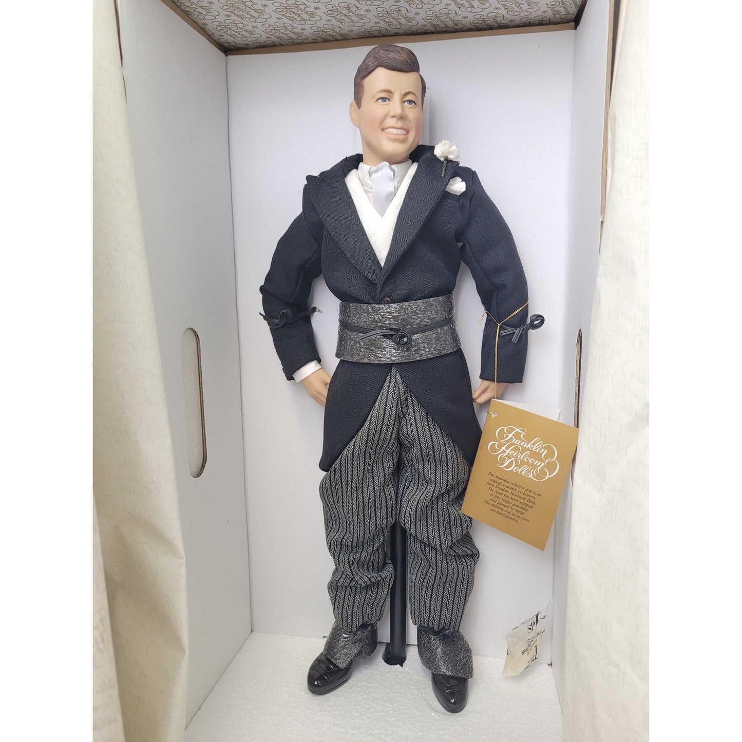 VTG Franklin Mint Heirloom Dolls John & Jackie Kennedy Wedding Porcelain NIB