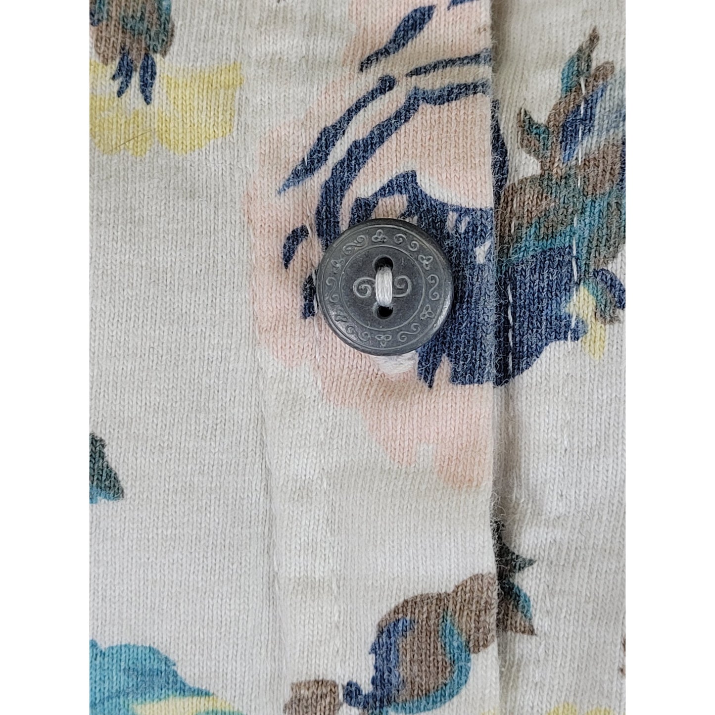1990s Action Gear Pastel Flower Print Cotton Jersey Romper Women's Sz M/L
