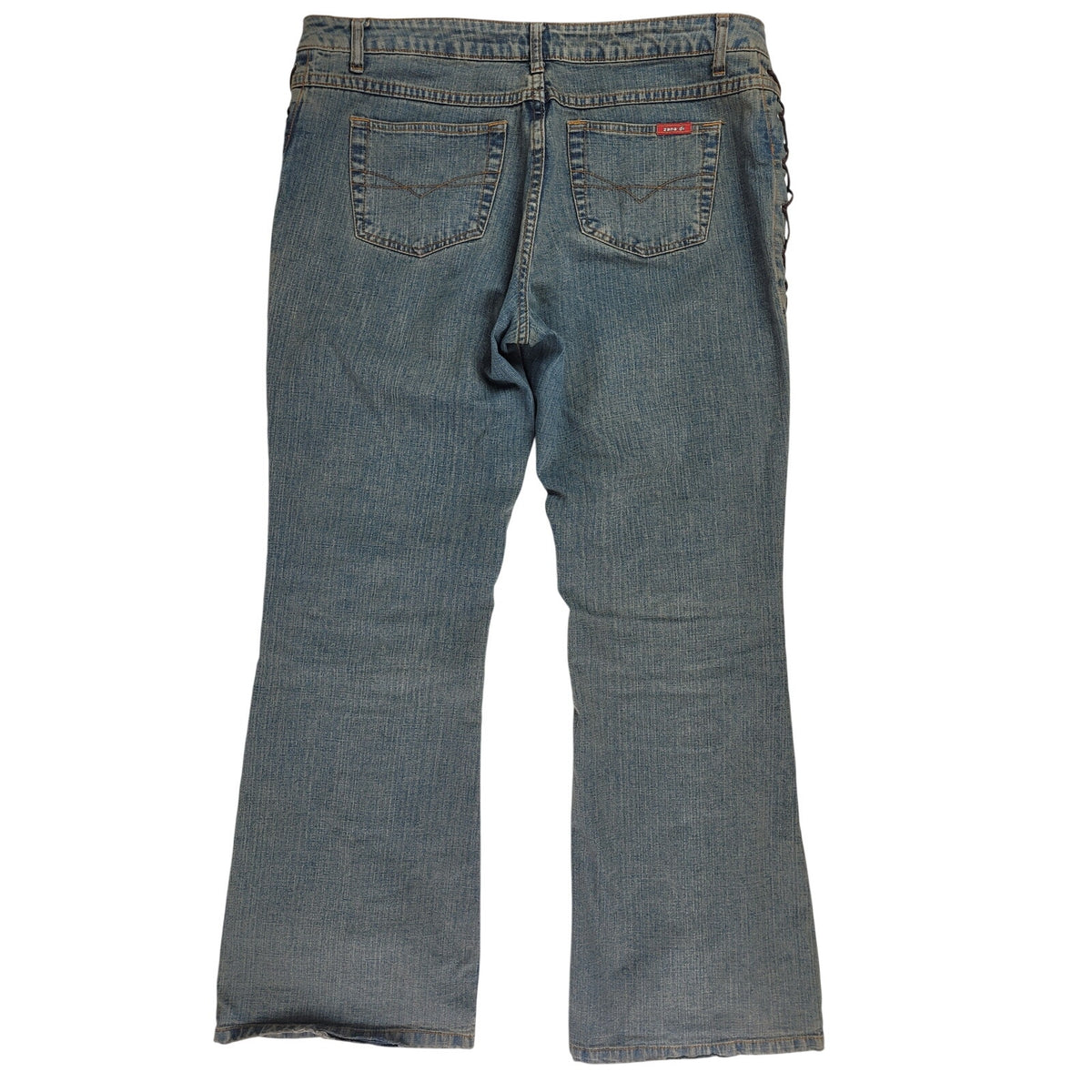VTG Y2K Zana Di Low-Rise Bootcut Jeans w Faux Leather Cord Accents Women's Sz 13