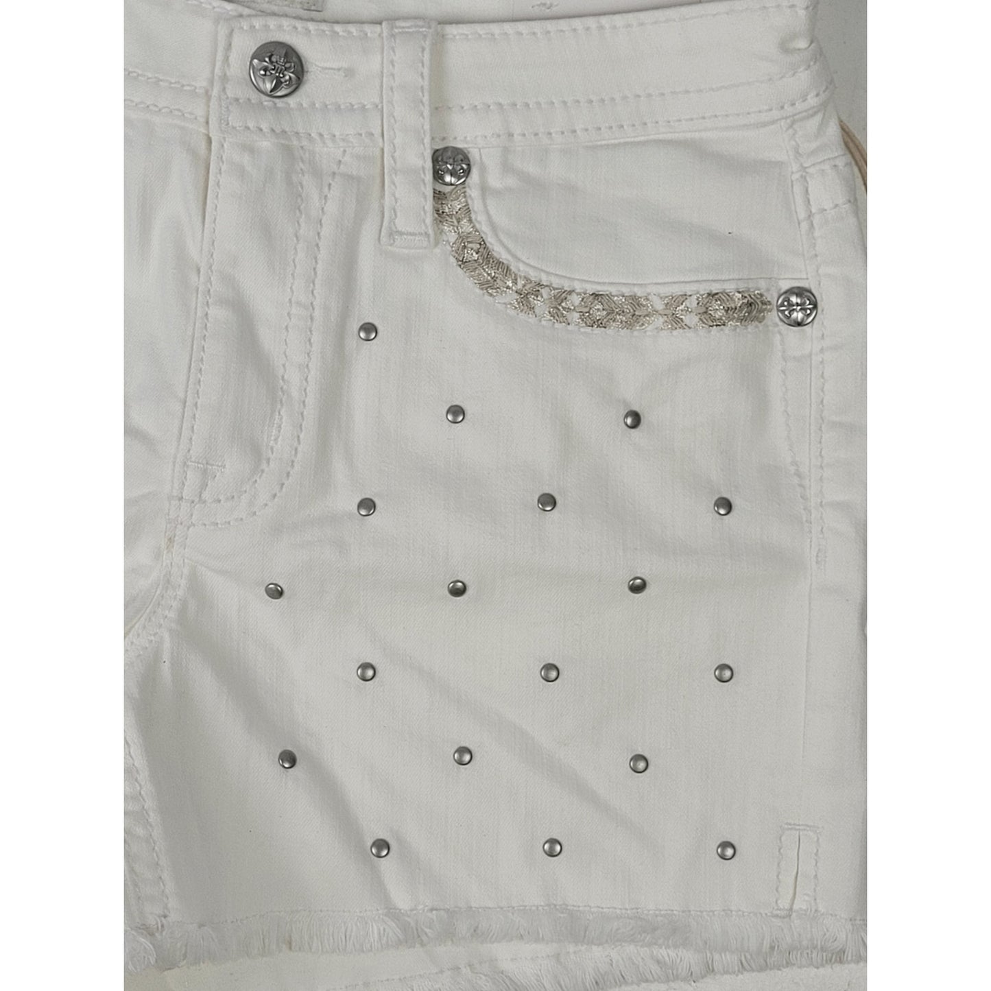 Miss Me Elara Studded Shorts White Denim Mid-Rise Women's Sz 30 NWT
