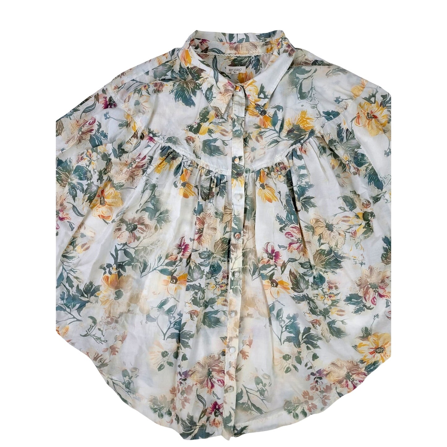 Anthropologie Pilcro Batwing Floral Button-Up Blouse Women's Sz XL