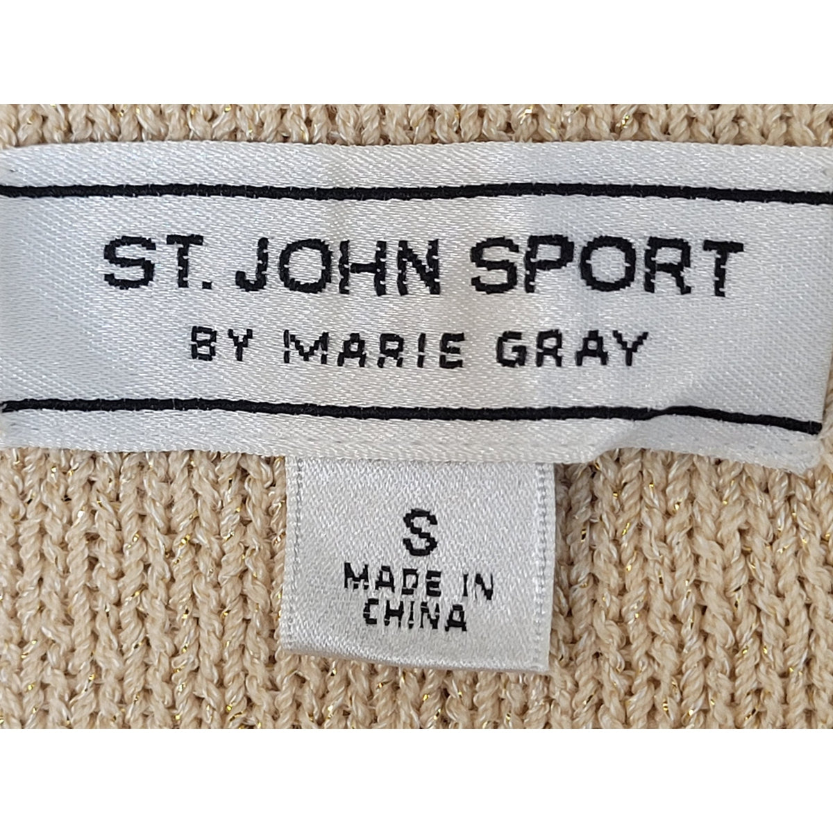 St. John Sport Full-Zip Cardigan Sweater Animal Print Trim Gold Hardware Sz S