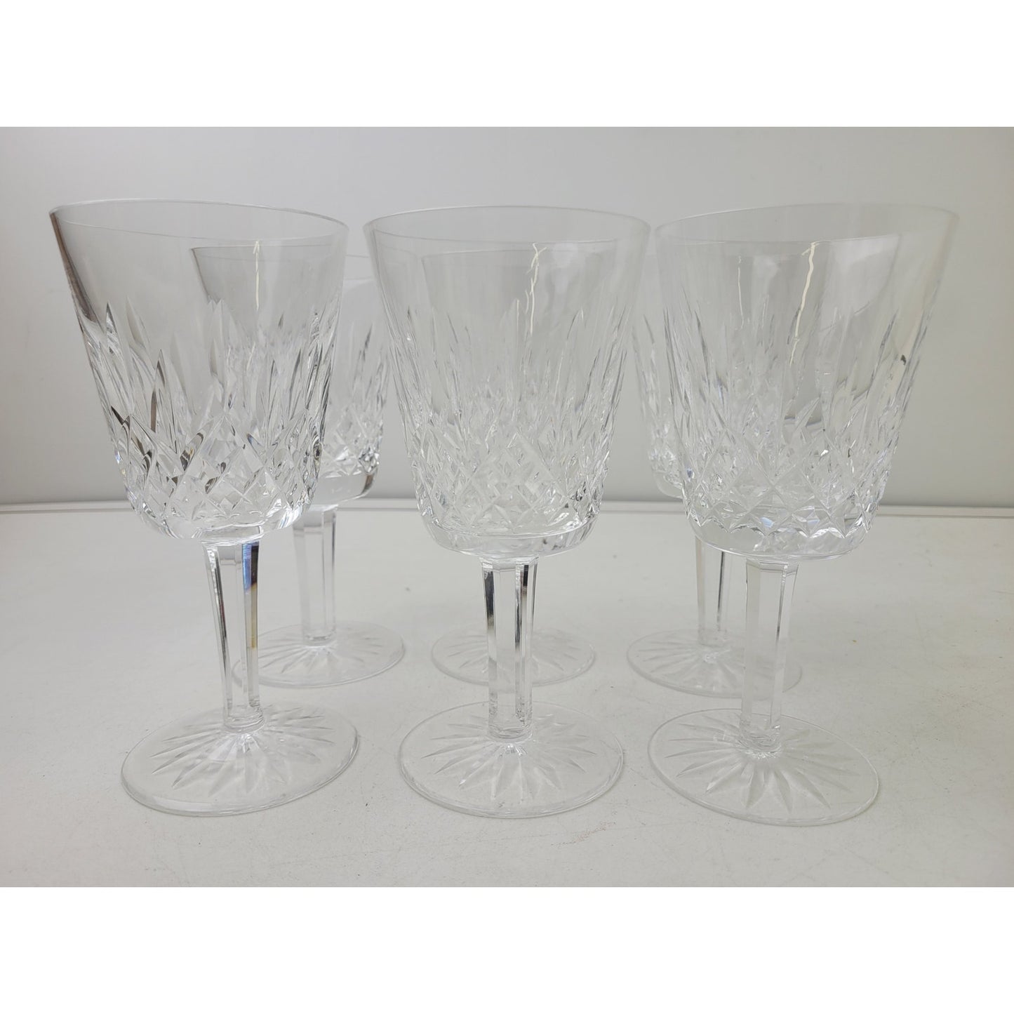 Vintage Waterford Lismore Cut Crystal Water Goblets ( Set of 6 )