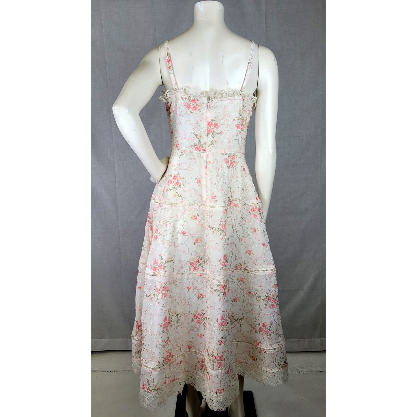Jessakae Primrose Dress Sundress Floral Print Lace Trim Midi-Length Sz S NWT