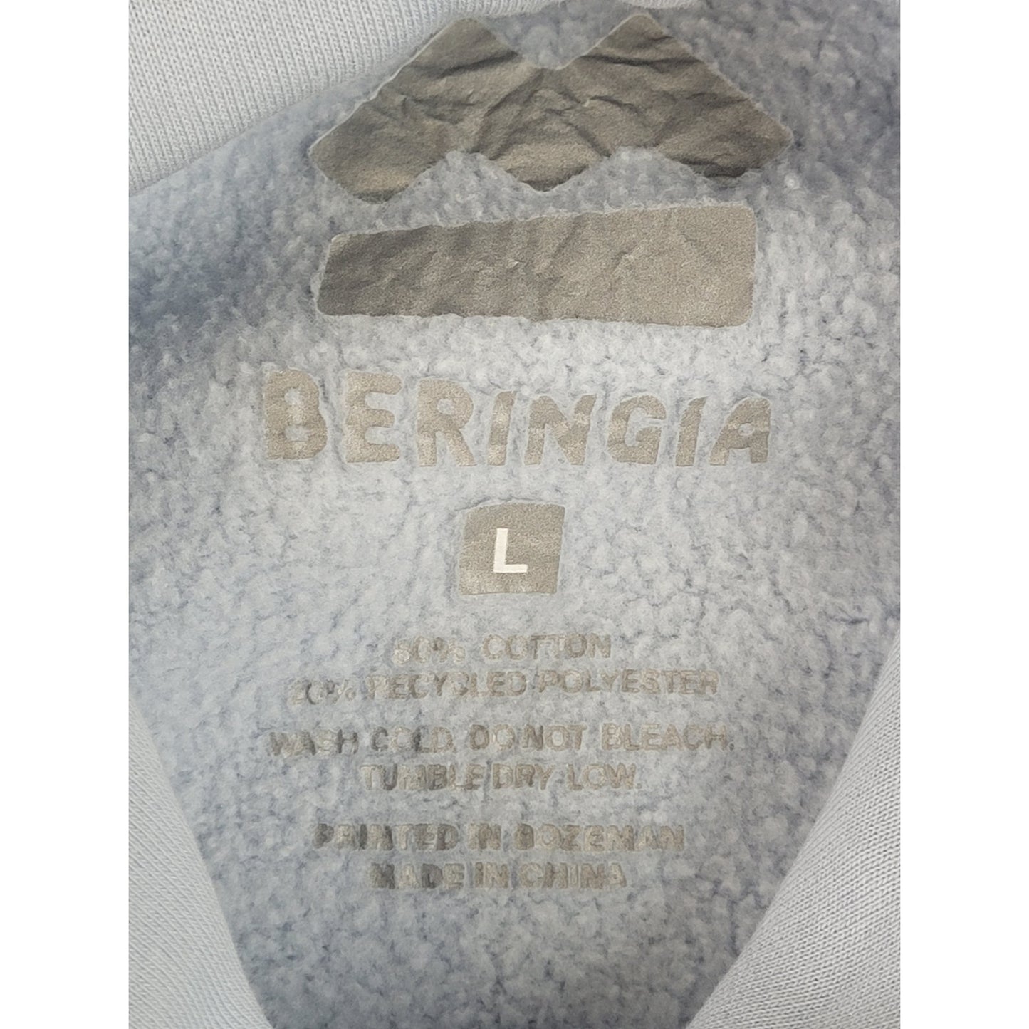 Beringia Light Blue Hoodie Sweatshirt Logo Design Men's Sz L