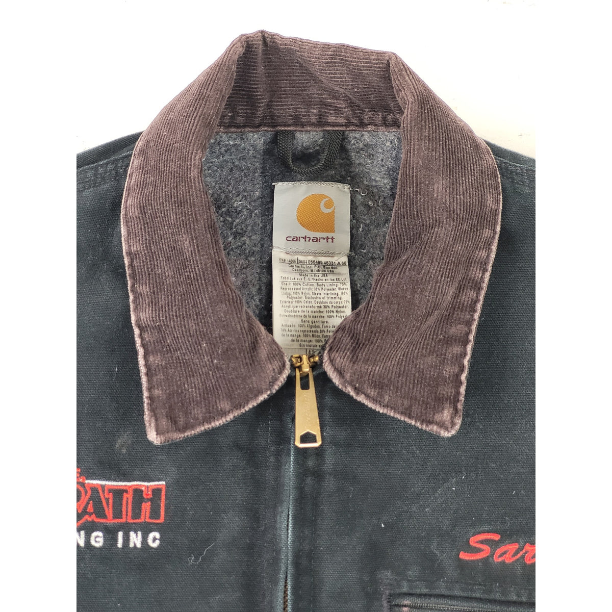 Vintage Carhartt J01 BLK Blanket Lined Detroit Jacket Sz 42 Regular Made in USA