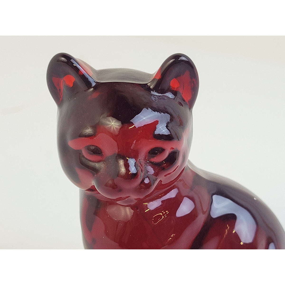 Vintage Fenton Glass Amberina Ruby Red Sitting Cat Kitten Figurine