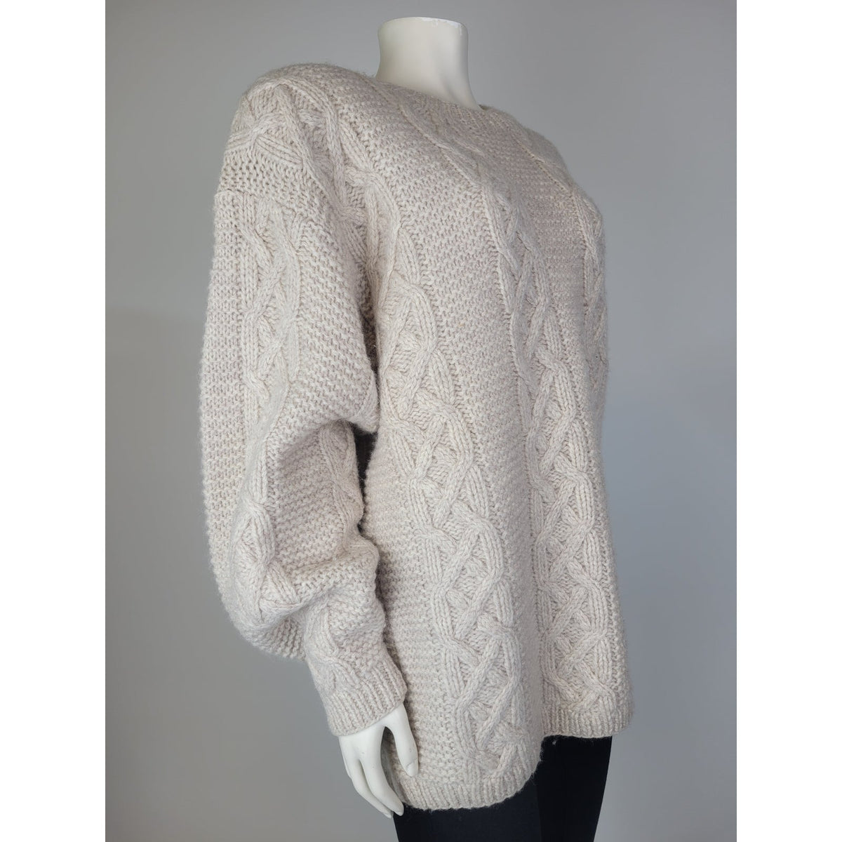 VTG The Eagle's Eye Hand Knit Wool Pullover Cable Knit Sweater Women's Sz L