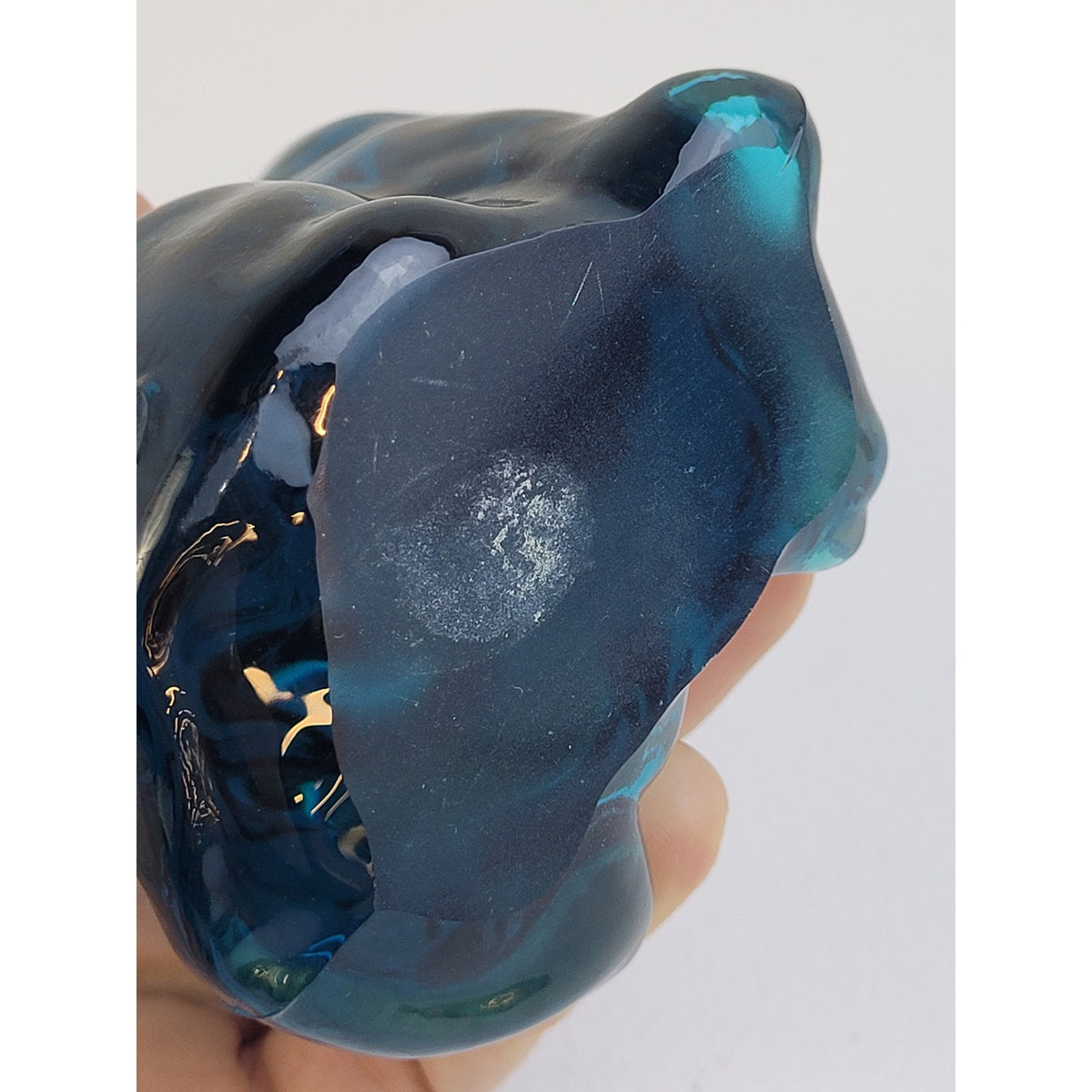 Vintage Fenton Glass Twilight Cobalt Blue Sitting Cat Kitten Figurine