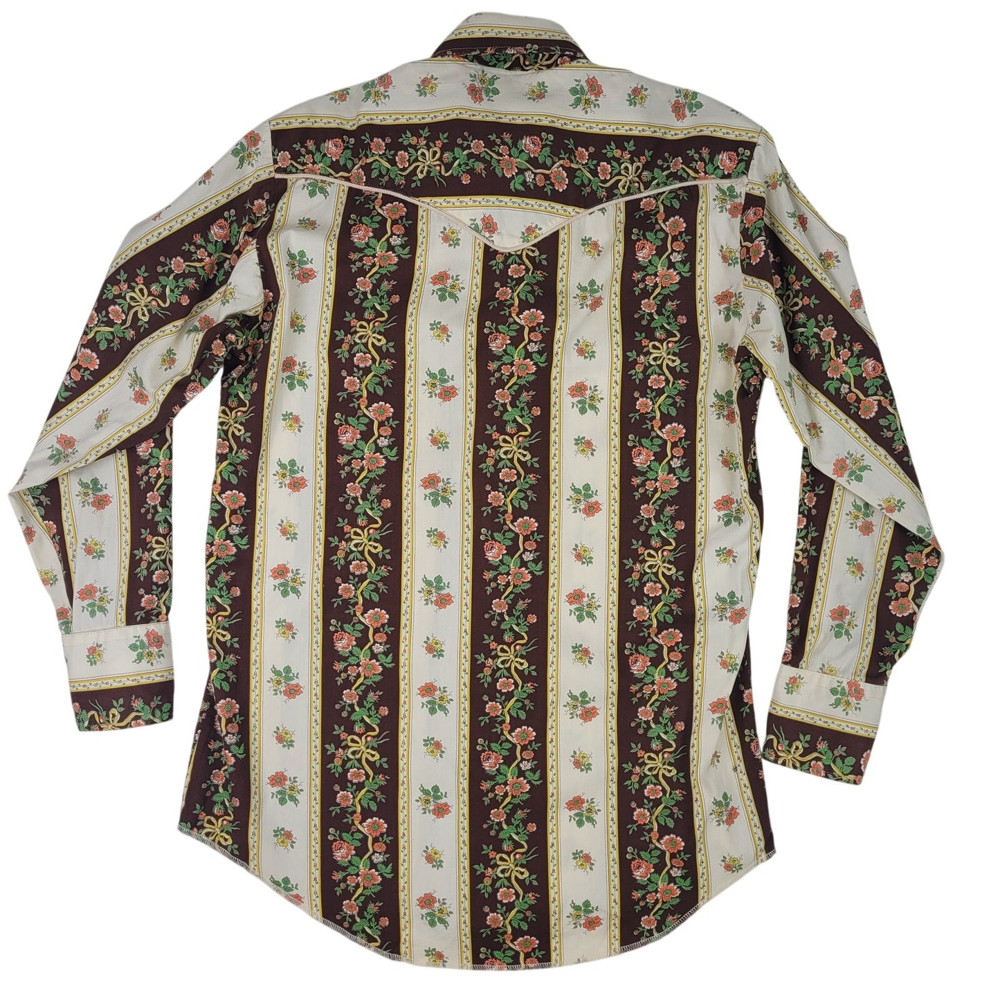 VTG 1970s Tem Tex Western Pearl Snap Floral Print Shirt Men's Sz S