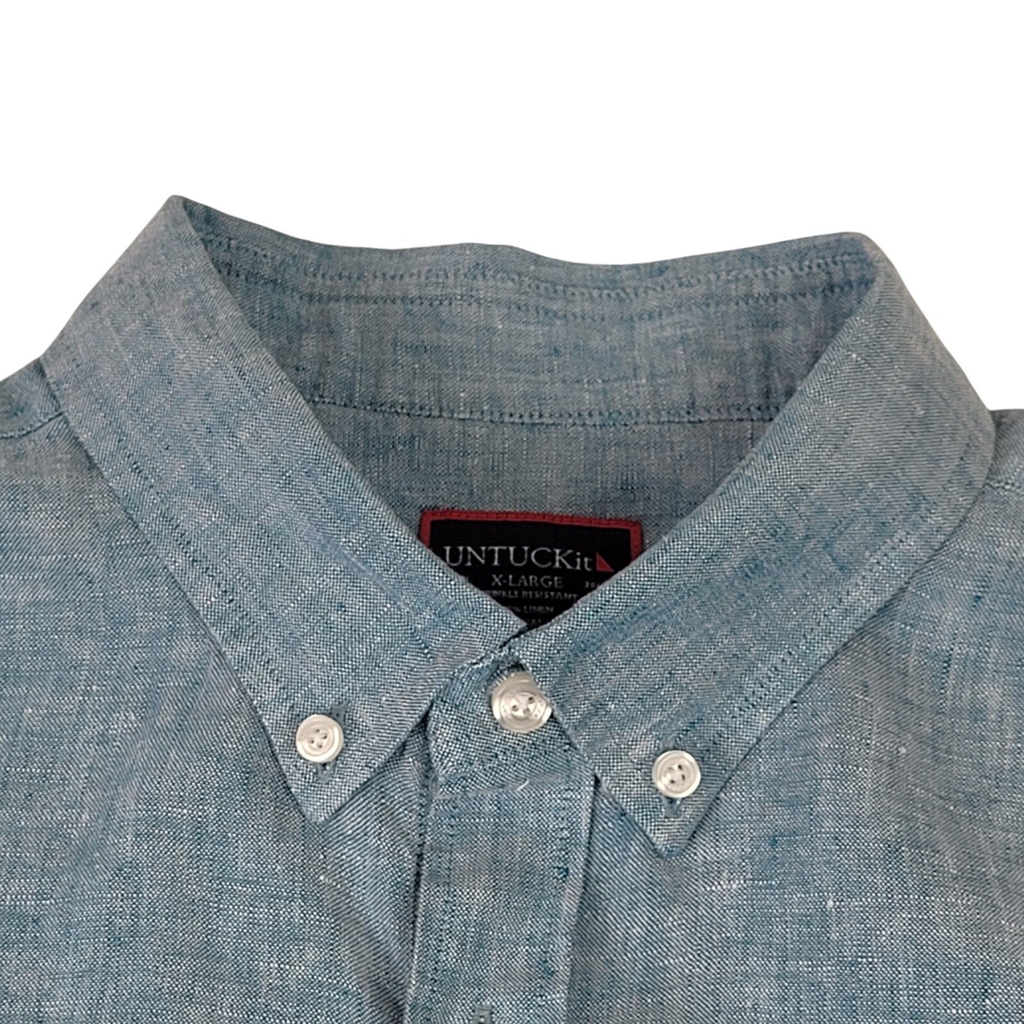 UNTUCKit Blue Linen Wrinkle Resistant Men's Shirt Sz XL