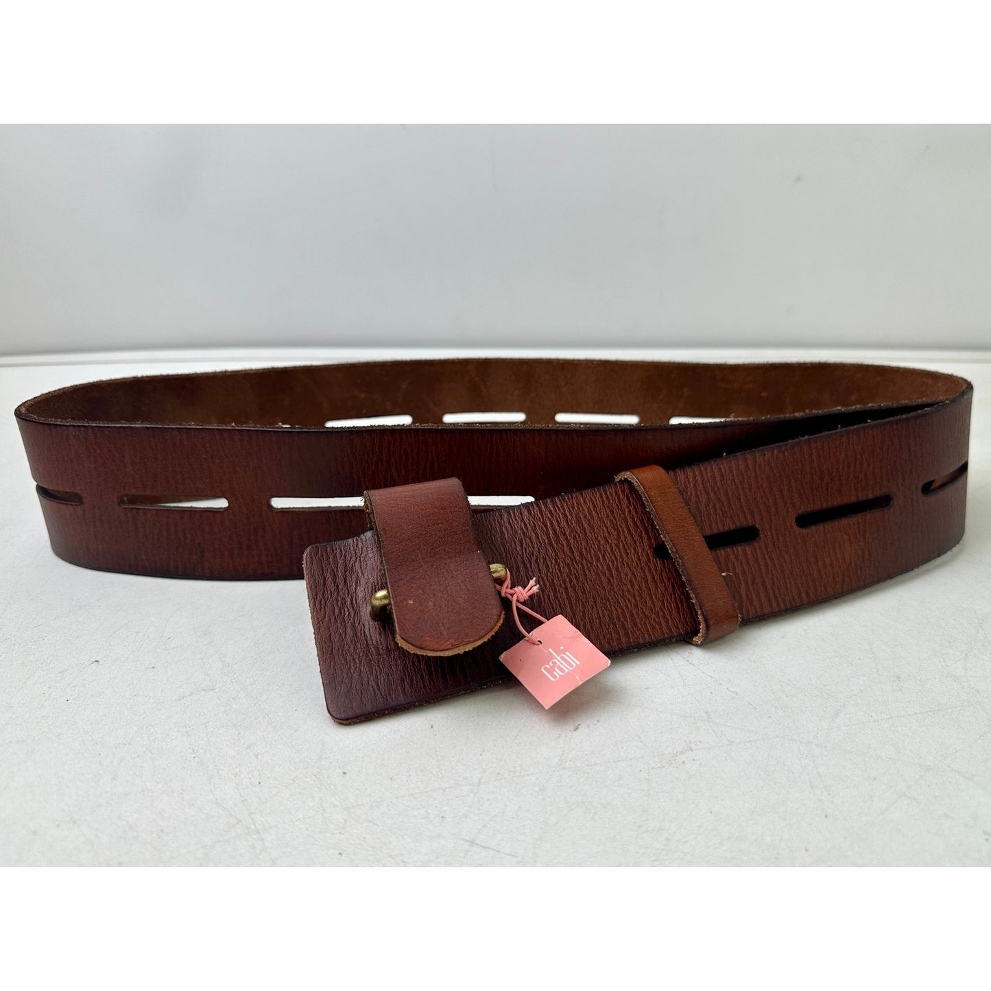Cabi Here or There Wide Slotted Brown Leather Belt