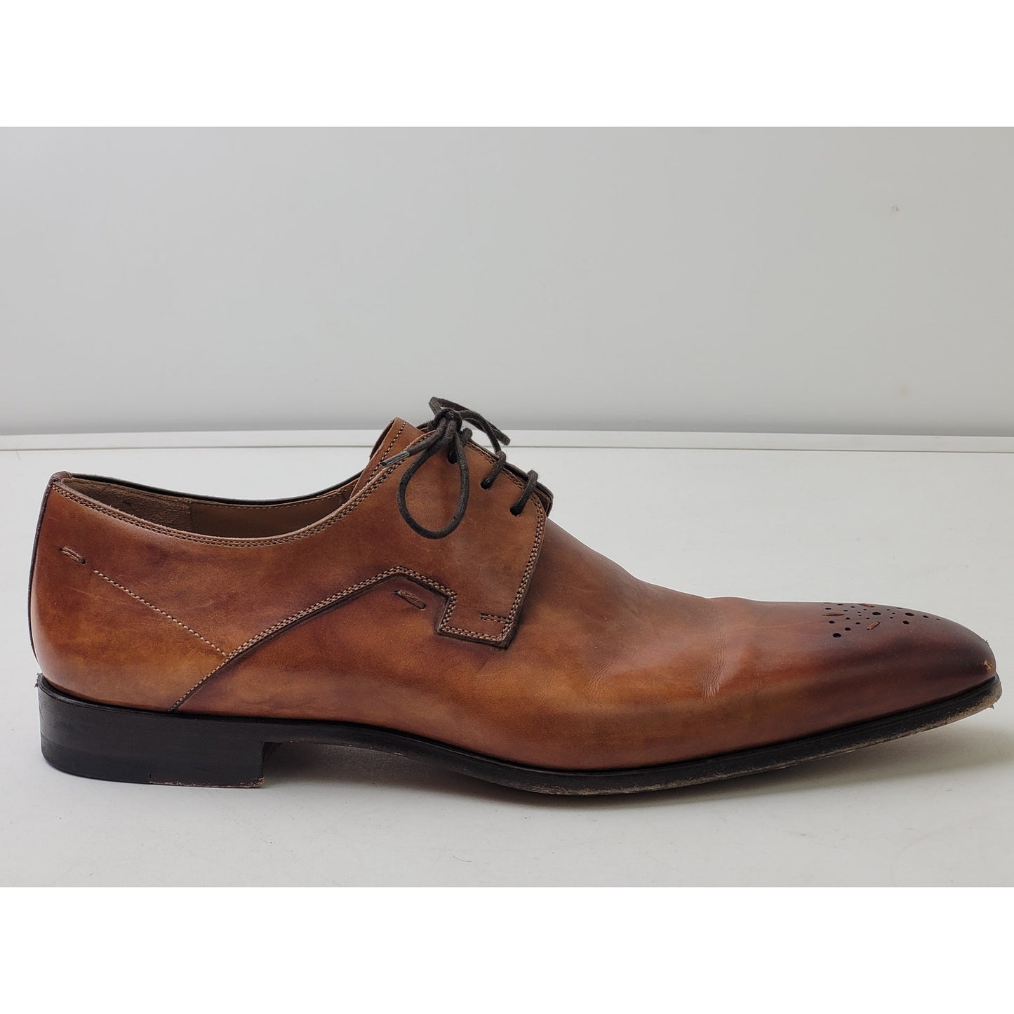 Magnanni Reko Tobacco Leather Medallion Toe Oxford Shoes Men's Sz 41 (8)