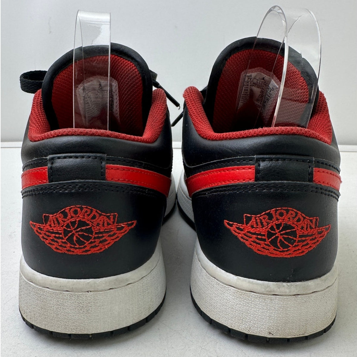 Nike Air Jordan 1 Low GS White Toe Black/Fire Red Sneakers Youth Size 7