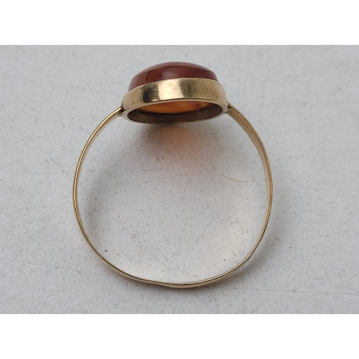 VTG 17K Yellow Gold Bezel-Set Carnelian or Agate Men's Ring Sz 11 1/4 | 3.07g