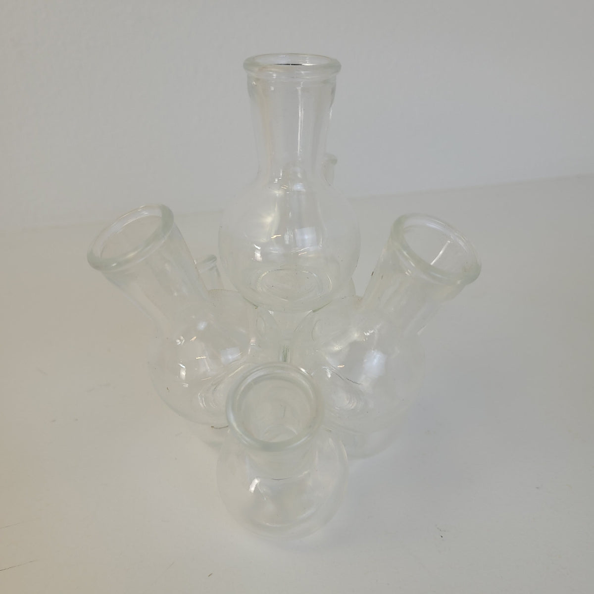 Vintage MCM Bud Vase Cluster 2-Piece Clear Glass 25 Mini Vases