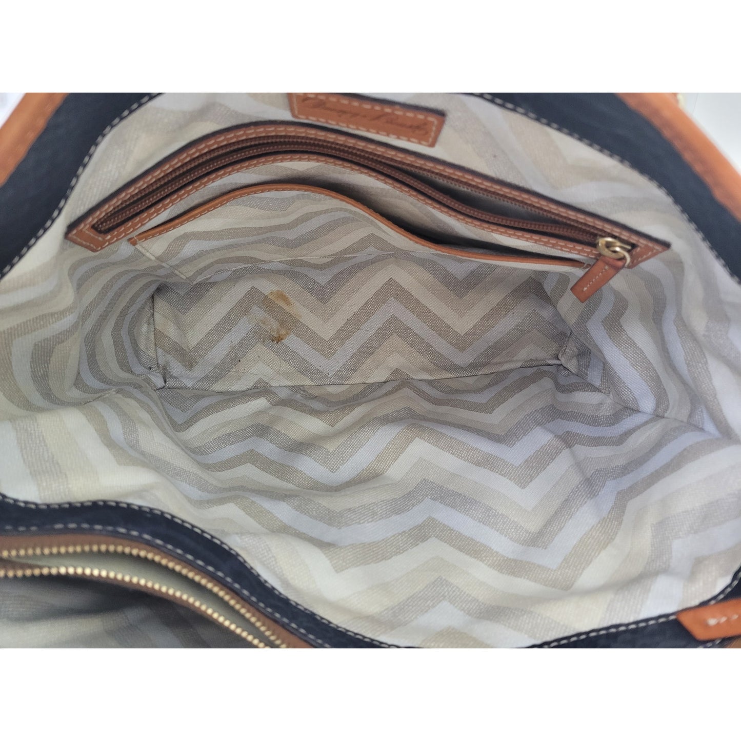 Dooney & Bourke Claremont Python Embossed Leather Tote Bag Navy & Brown