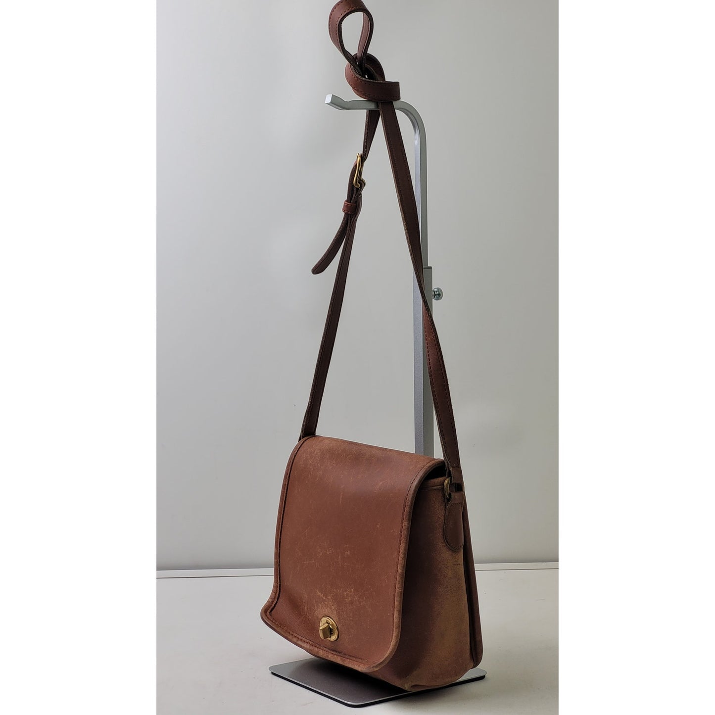 Vintage 90s Coach Companion Flap Crossbody Bag Brown Leather Made in USA