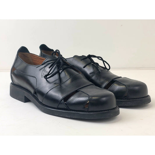 Toschi Luxury Black Leather Open Cutout Shoes Made in Italy Sz 9.5