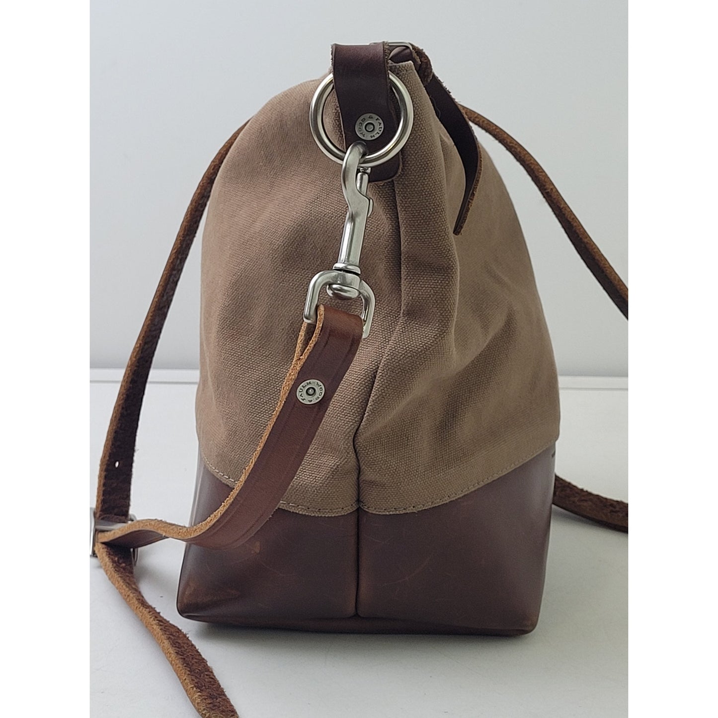 Wood & Faulk Shoulder Bag Brown Canvas Brown Leather | Made in USA