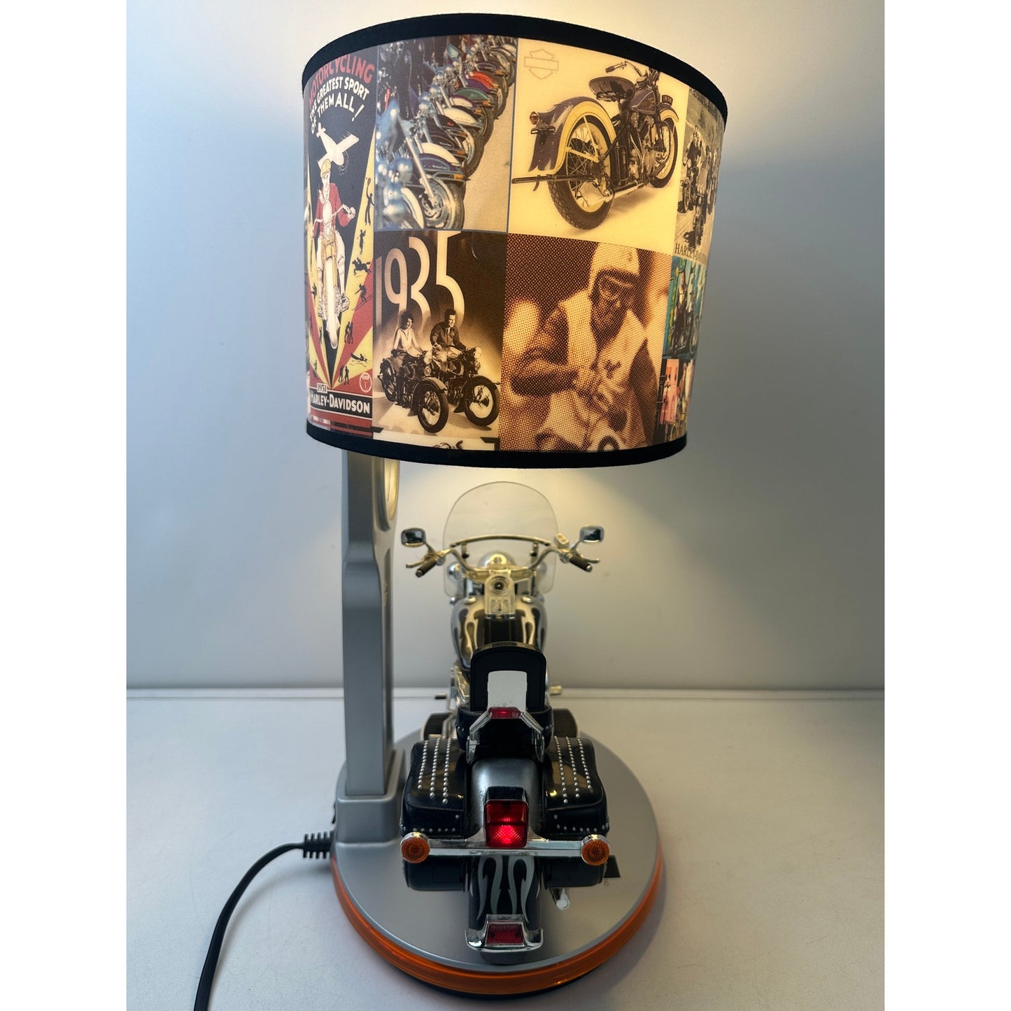 Vintage Harley-Davidson Heritage Softail Table Lamp with Lights and Sound