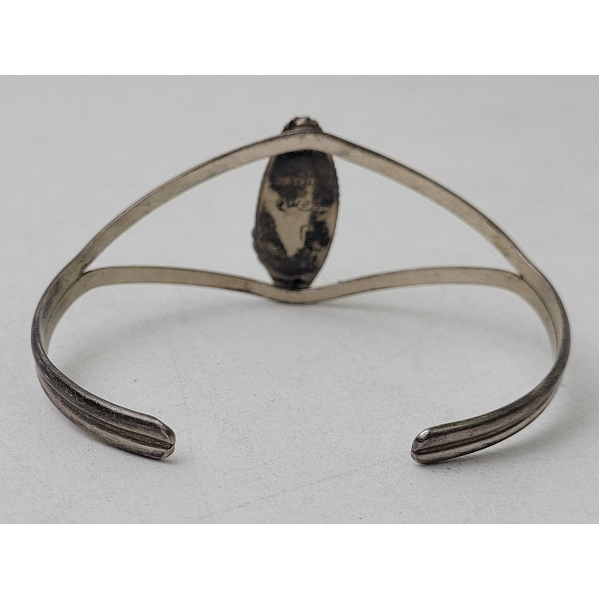 Vintage Navajo Teme Split-Shank Sterling Silver & Turquoise Cuff Bracelet