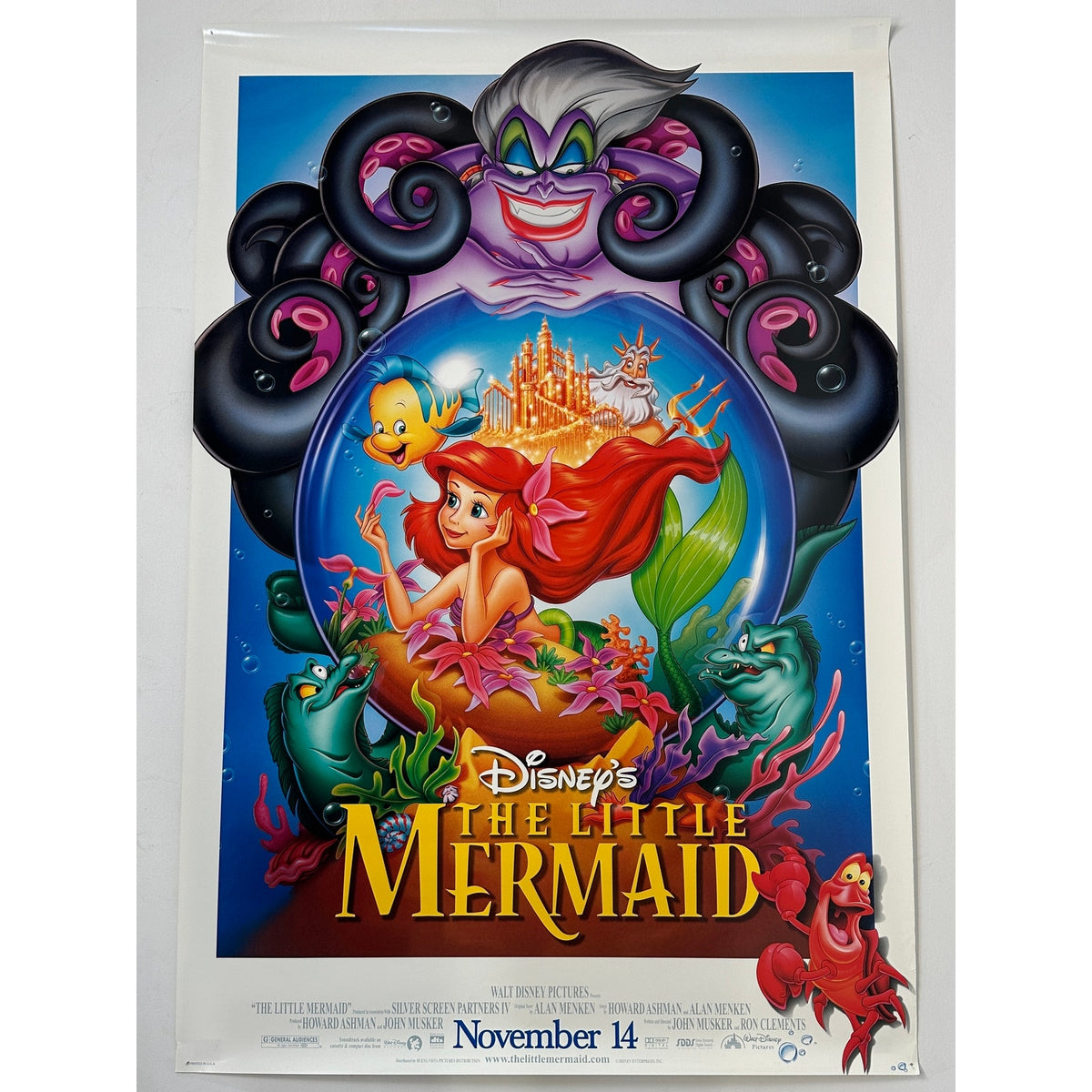 Original 1997 The Little Mermaid Double-Sided Movie Poster 27x40 DS Rolled