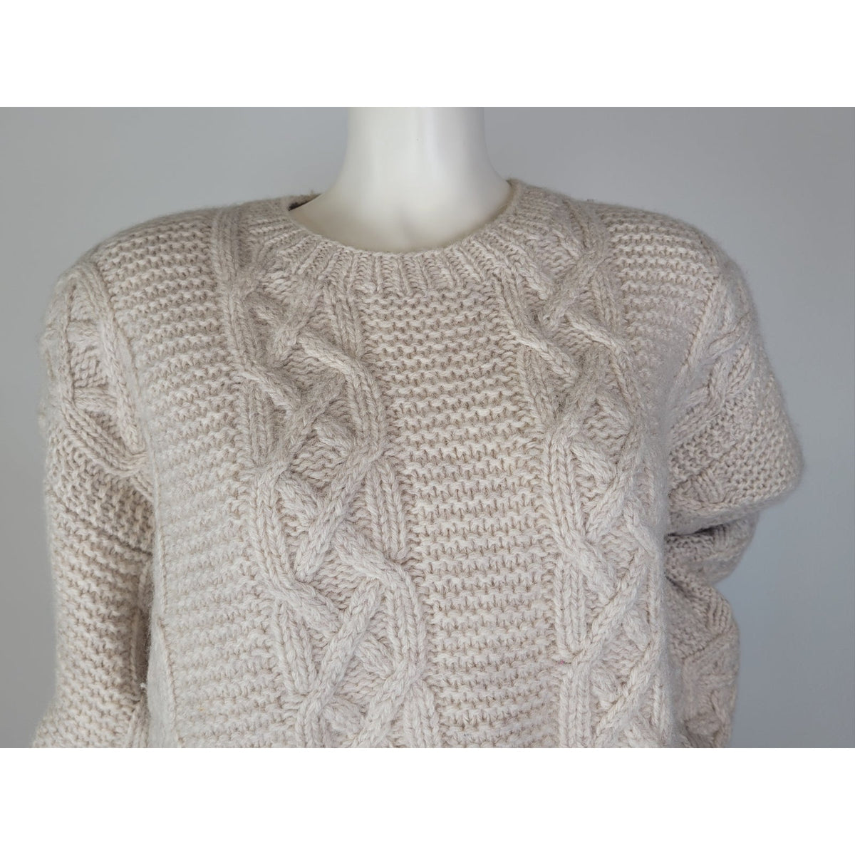VTG The Eagle's Eye Hand Knit Wool Pullover Cable Knit Sweater Women's Sz L