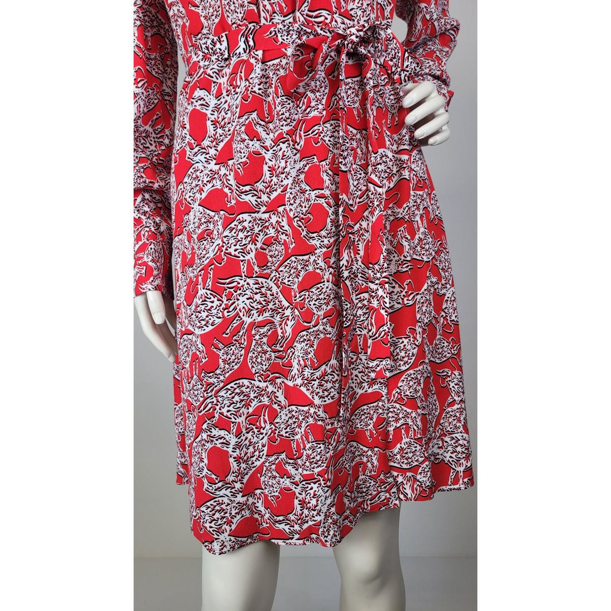 Diane von Furstenburg Saville Long Sleeve Wrap Dress All-Over Print Sz M NWT