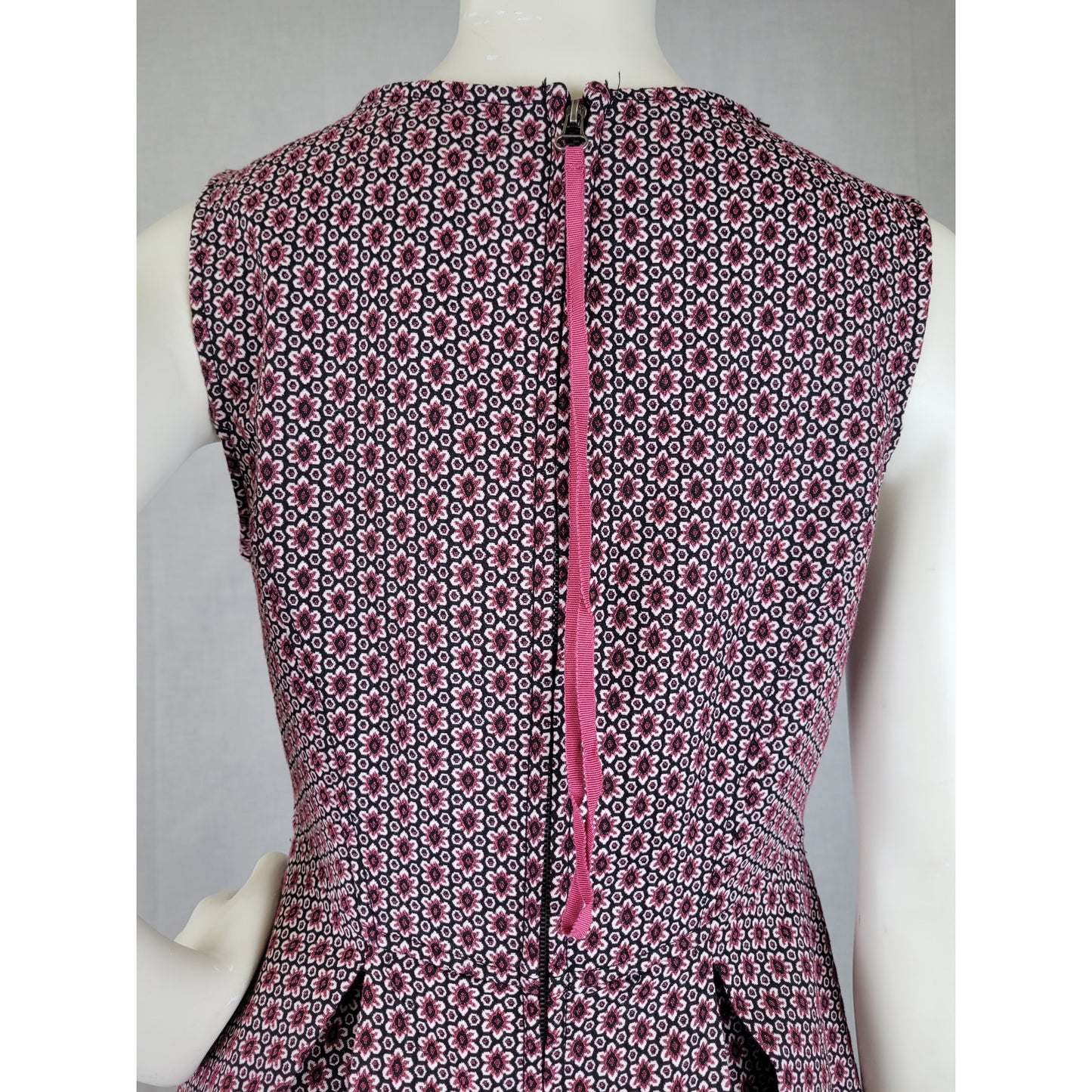 Max Studio A-Line Jacquard Design Summer Dress in Black & Mauve Sz M NWT