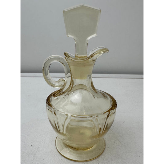 Vintage Heisey Sahara Empress Yellow Glass Oil & Vinegar Cruet with Stopper