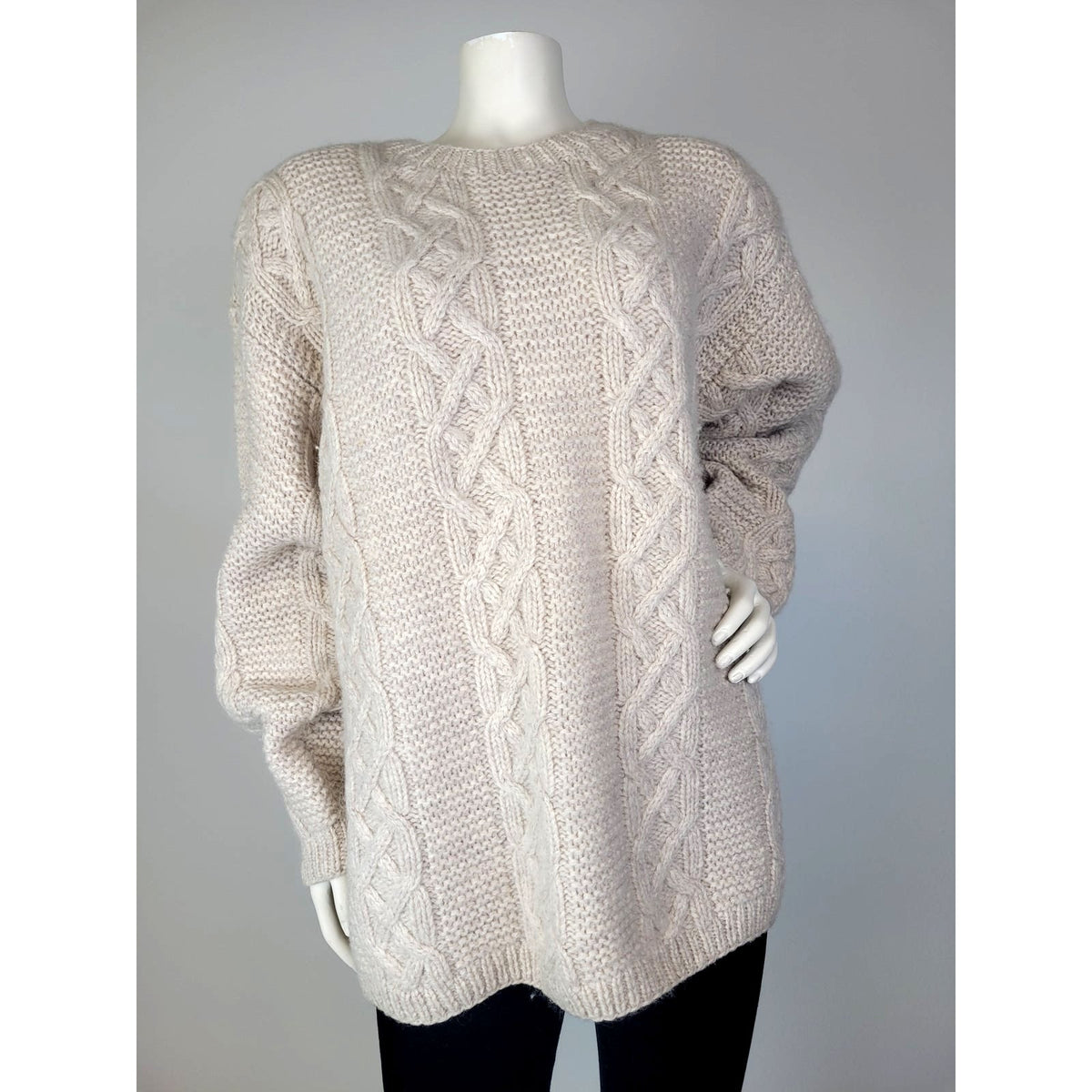 VTG The Eagle's Eye Hand Knit Wool Pullover Cable Knit Sweater Women's Sz L