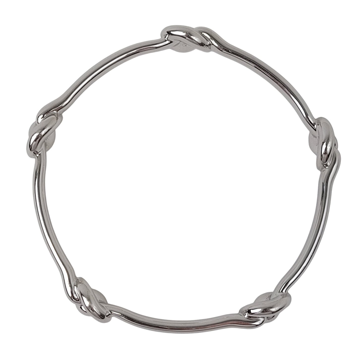 14K White Gold Plate ITAOR Resin Bangle with Knot Detail Made in Italy