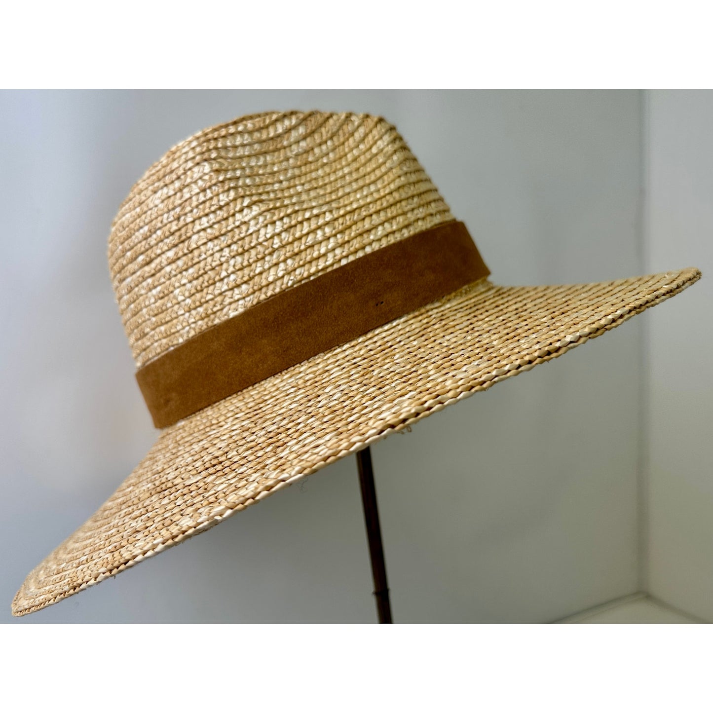 NEW Gigi Pip Isla Wide-Brim Straw Fedora Hat with Suede Band