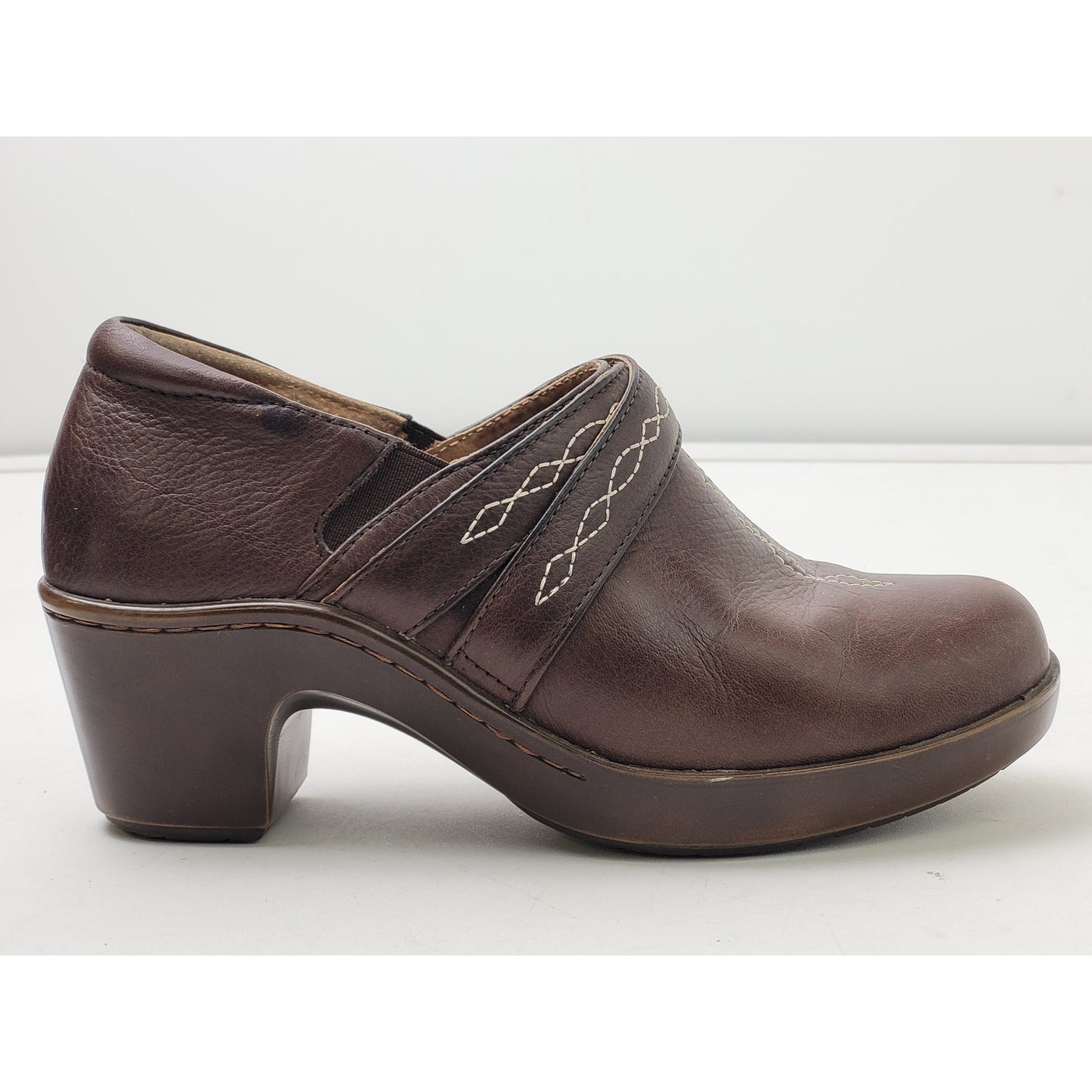 Ariat Ellie Brown Leather Slip On Comfort Clogs Women's Sz 7.5