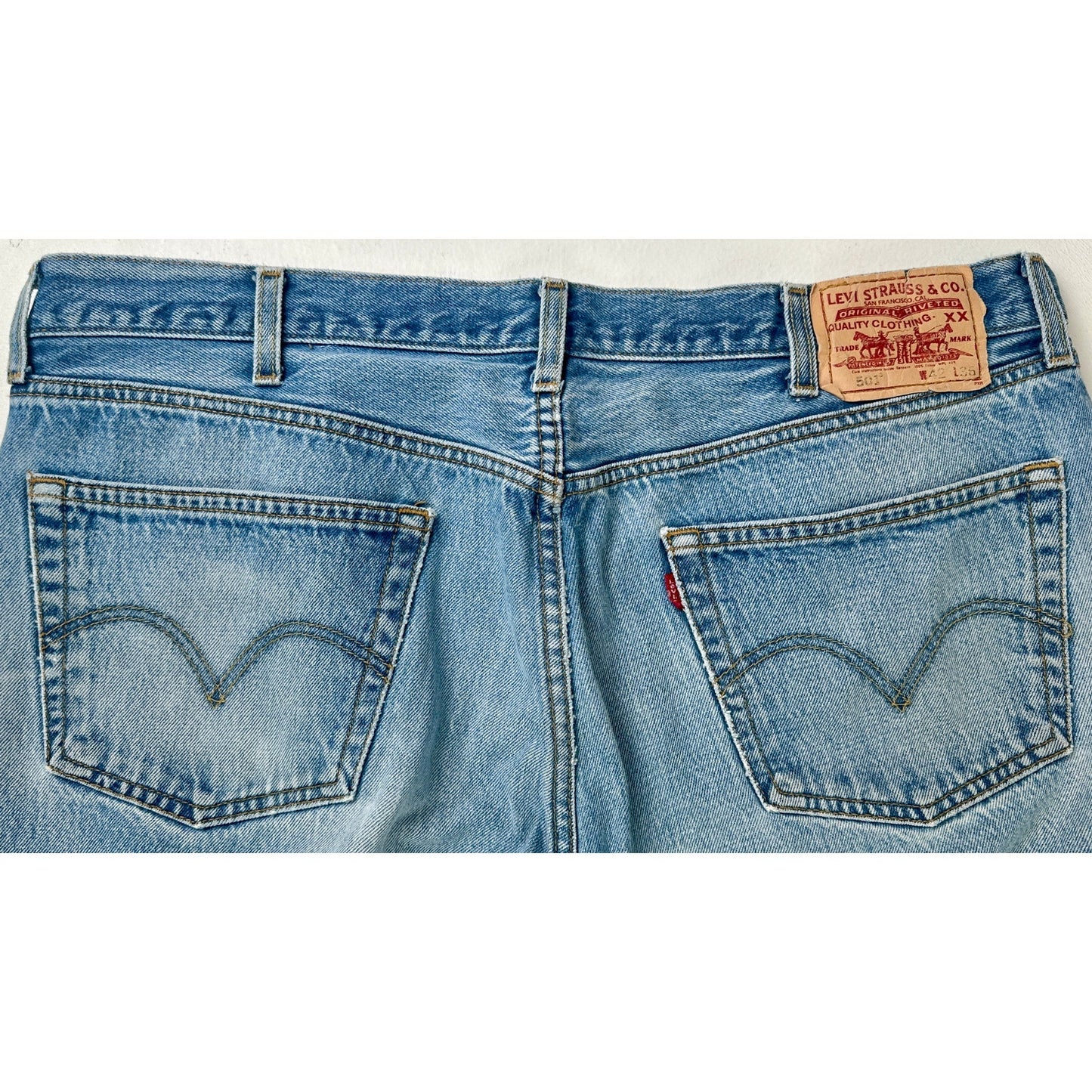 Vintage Levi's 501 Distressed Blue Jeans Men's Sz 42" x 35"