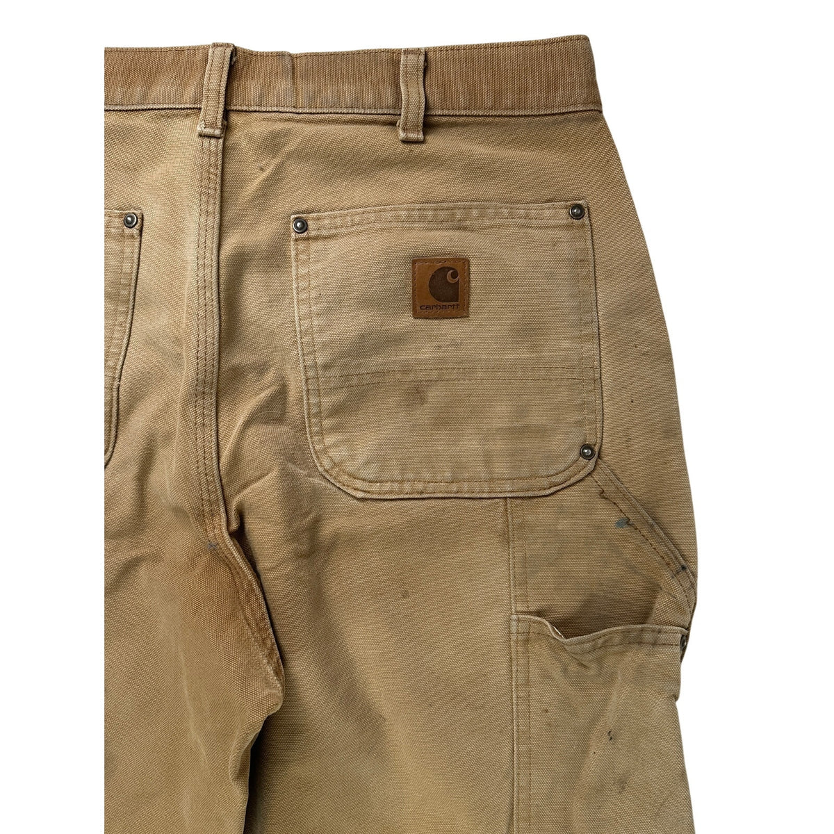 Vintage Carhartt Tan Distressed Double Knee Canvas Work Pants Men's Sz 32 x 32