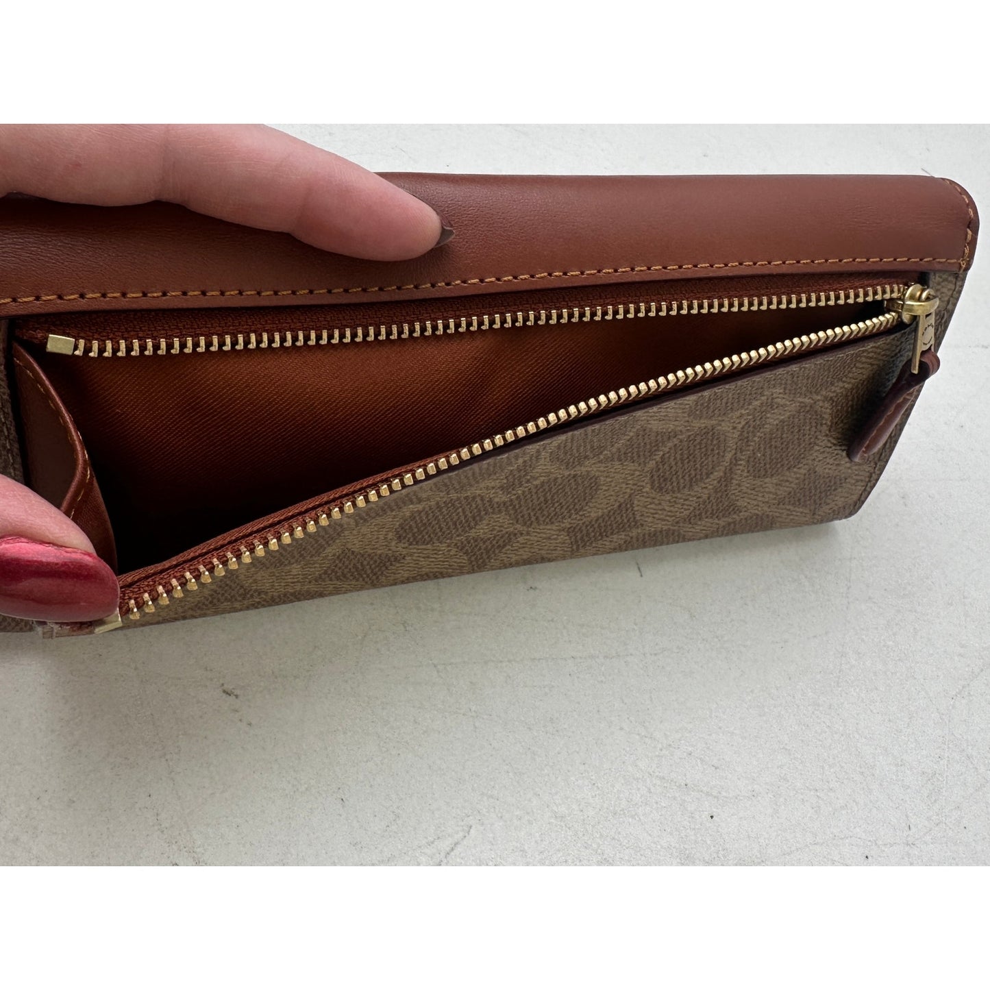Coach Mila Long Flap Wallet in Signature Canvas & Leather | Tan Caramel