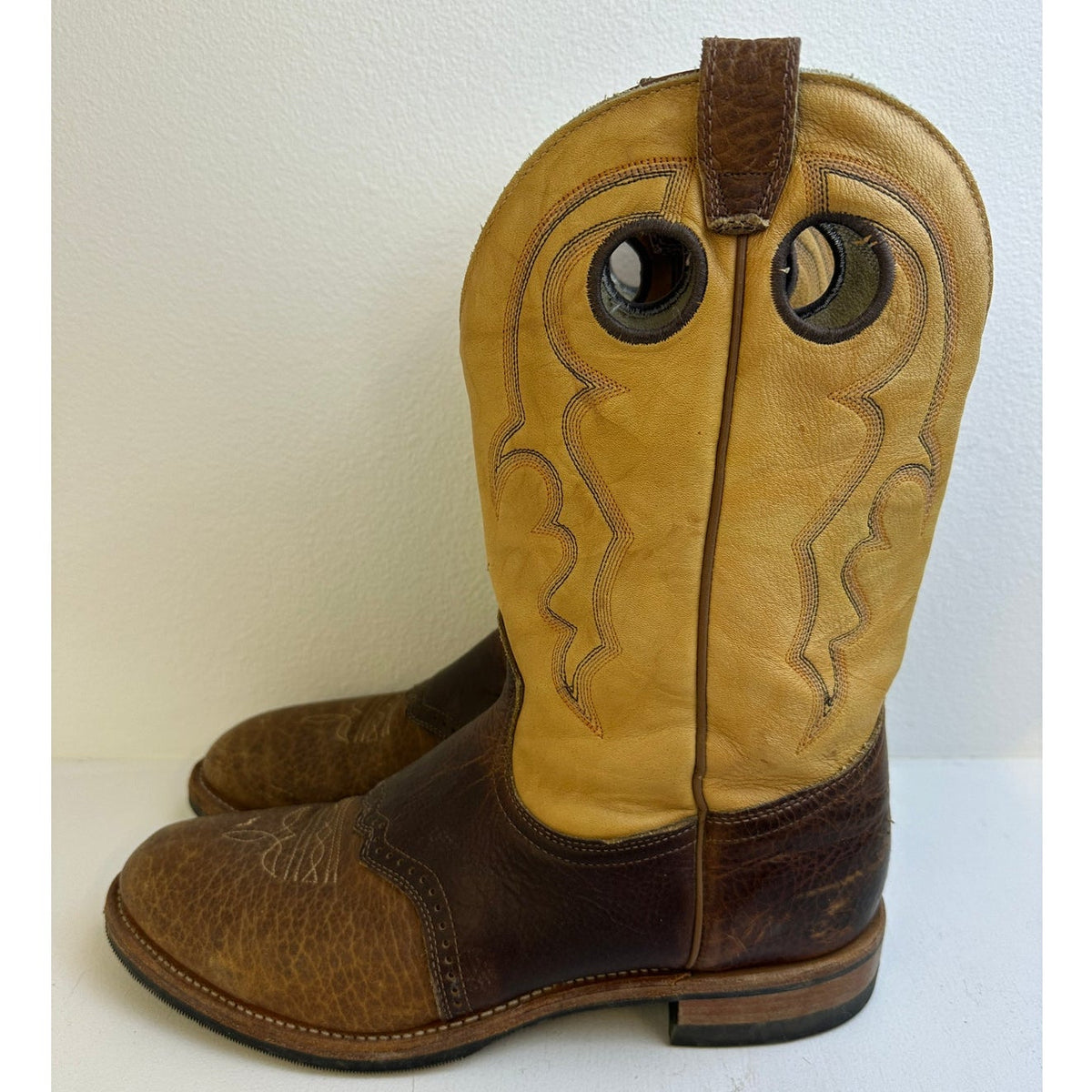 Boulet 2044 Bullhide Cognac Leather Western Cowboy Boots Men's Sz 11.5