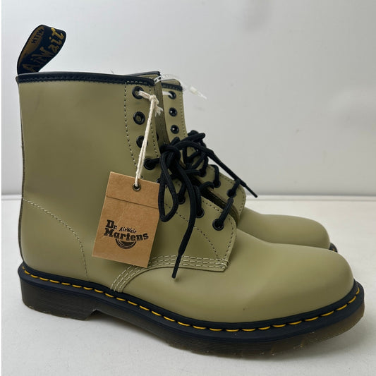 Dr. Martens 1460 Pale Olive Smooth Leather 8-Eye Boots Sz Men's 11 / Women's 12